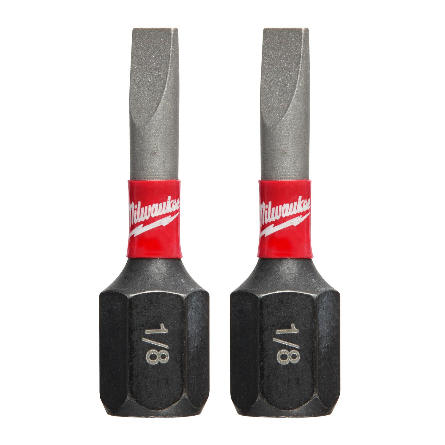 Milwaukee Shockwave Slotted 1/8 in. X 1 in. L Insert Bit Steel 2 pc