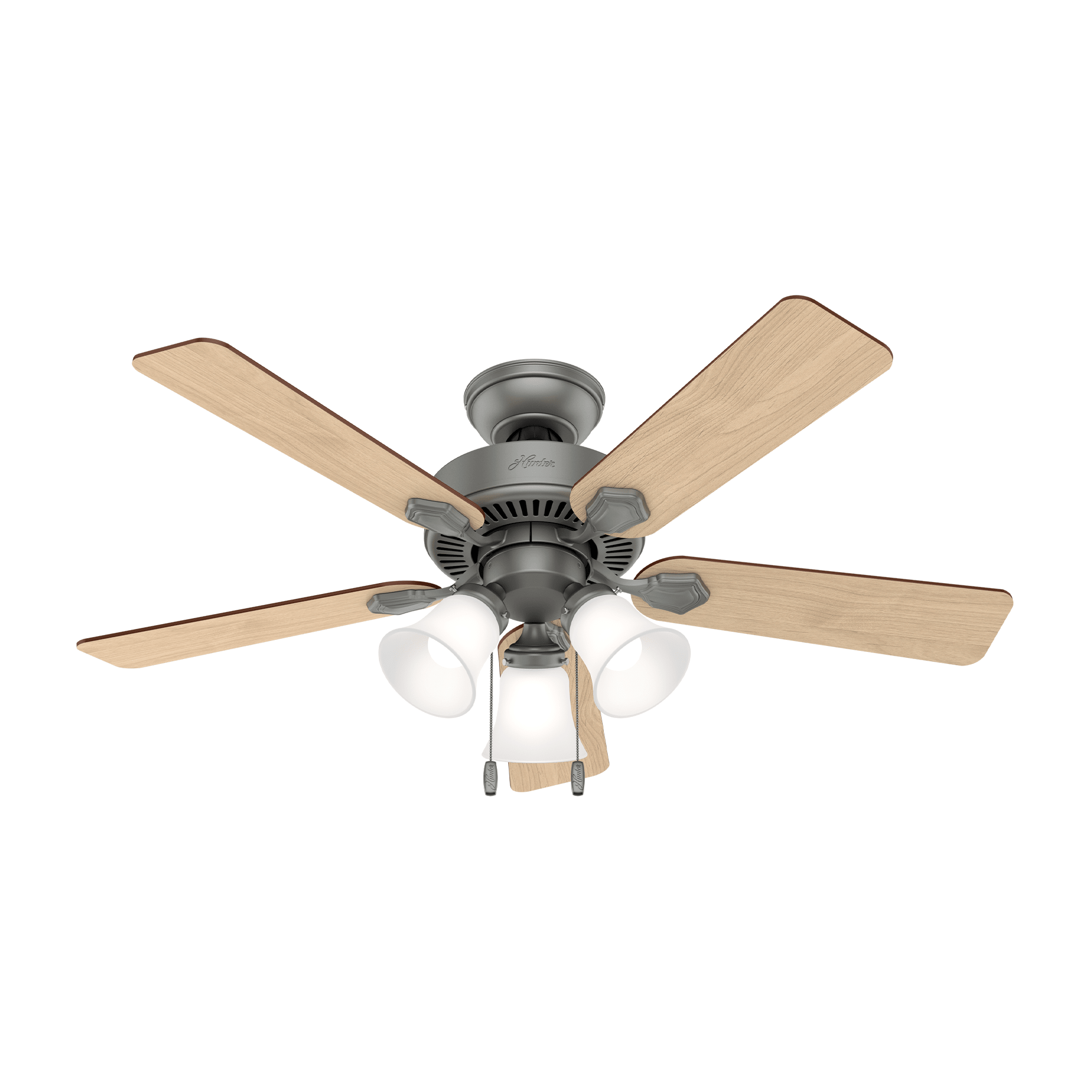 Hunter Fan Swanson 44 inch Matte Silver with Autumn Walnut / Natural Wood Blades Ceiling Fan