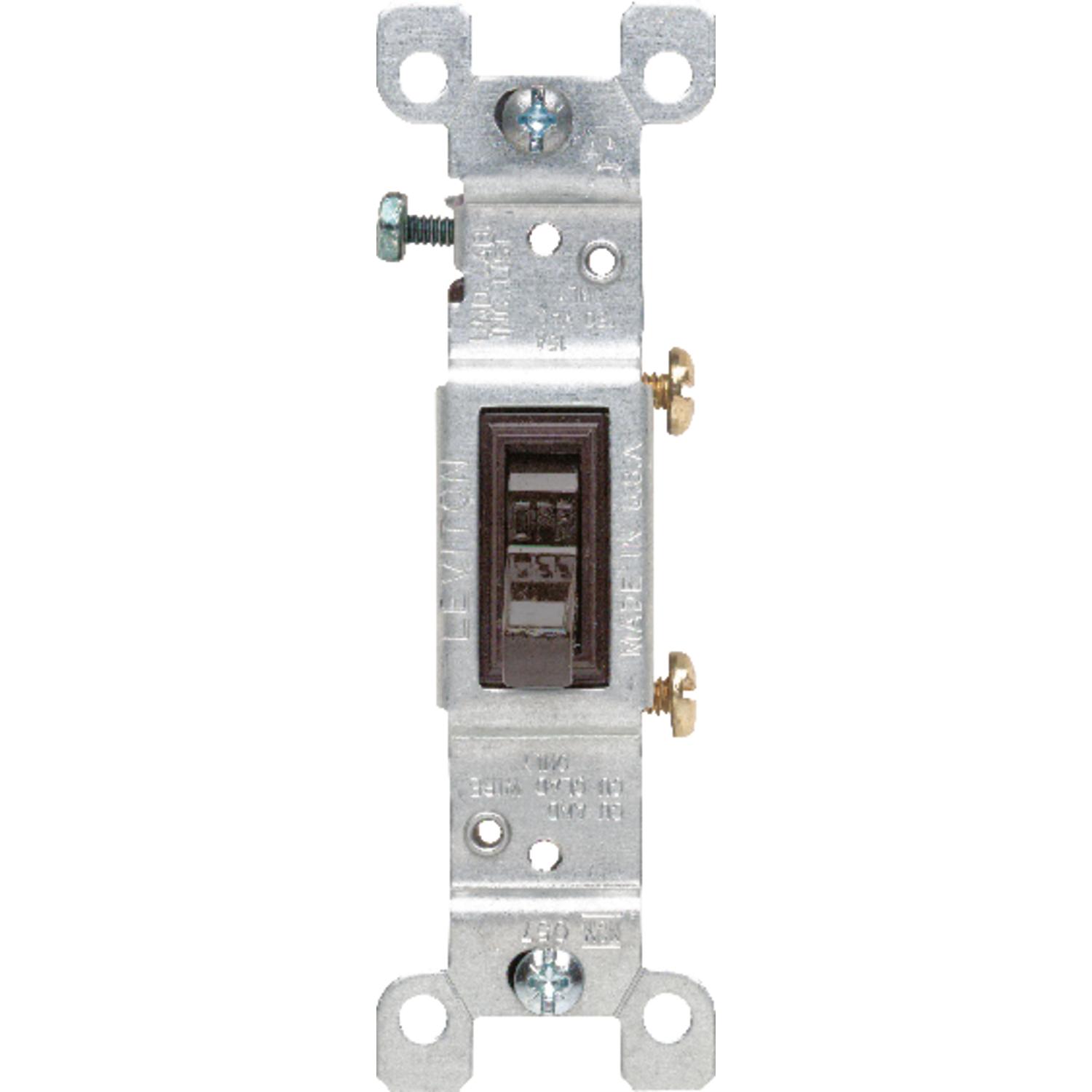 Leviton 15 amps Single Pole Toggle AC Quiet Switch Brown 1 pk