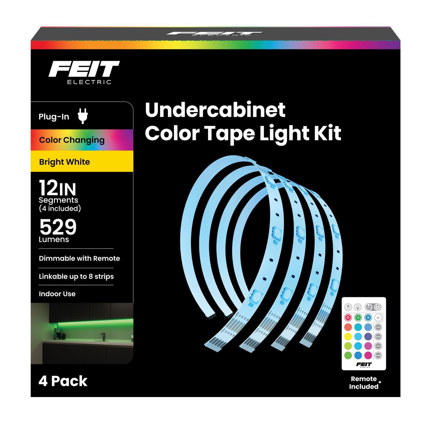 Feit 12 in. L Color Changing Plug-In LED Tape Light 4 pk
