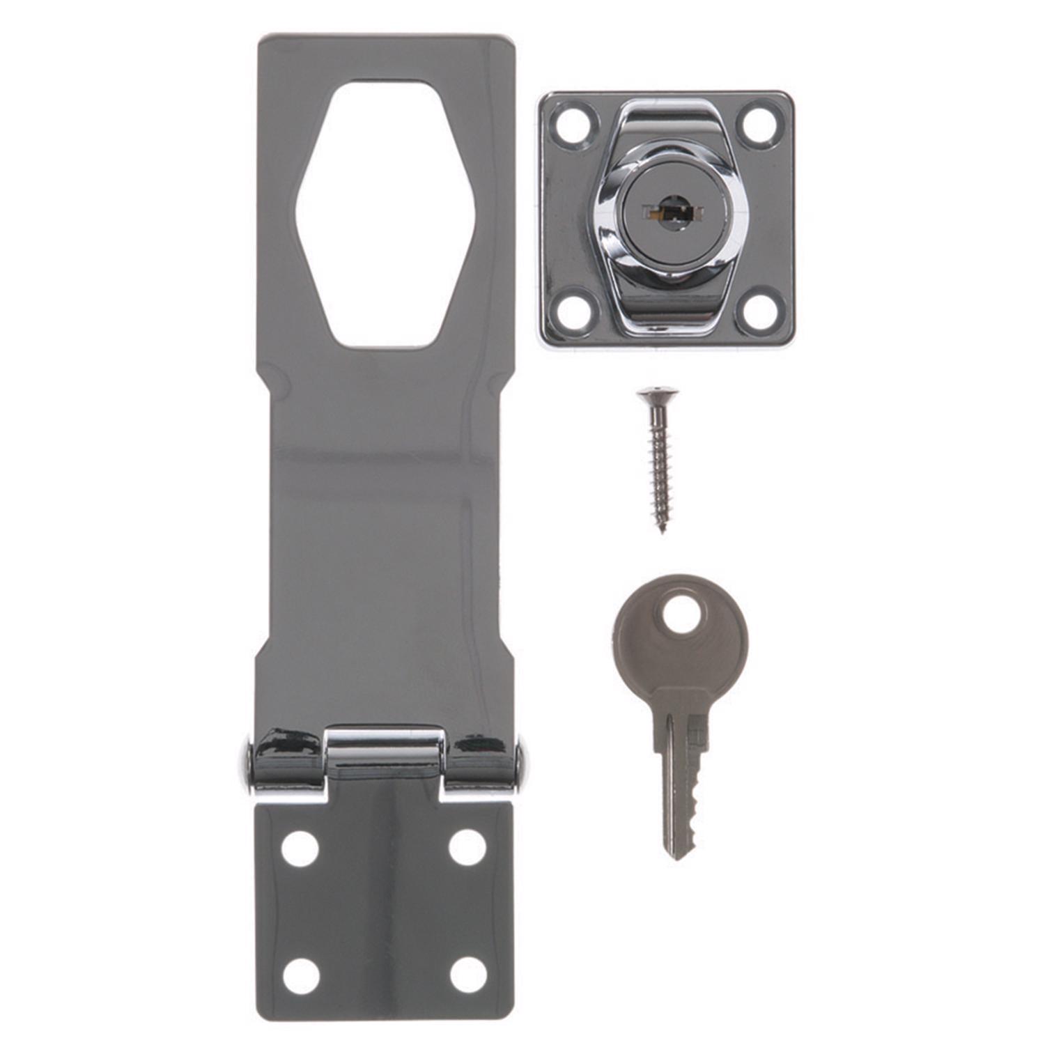 Ace Chrome-Plated Steel 4-1/2 in. L Keyed Hasp Lock 1 pk