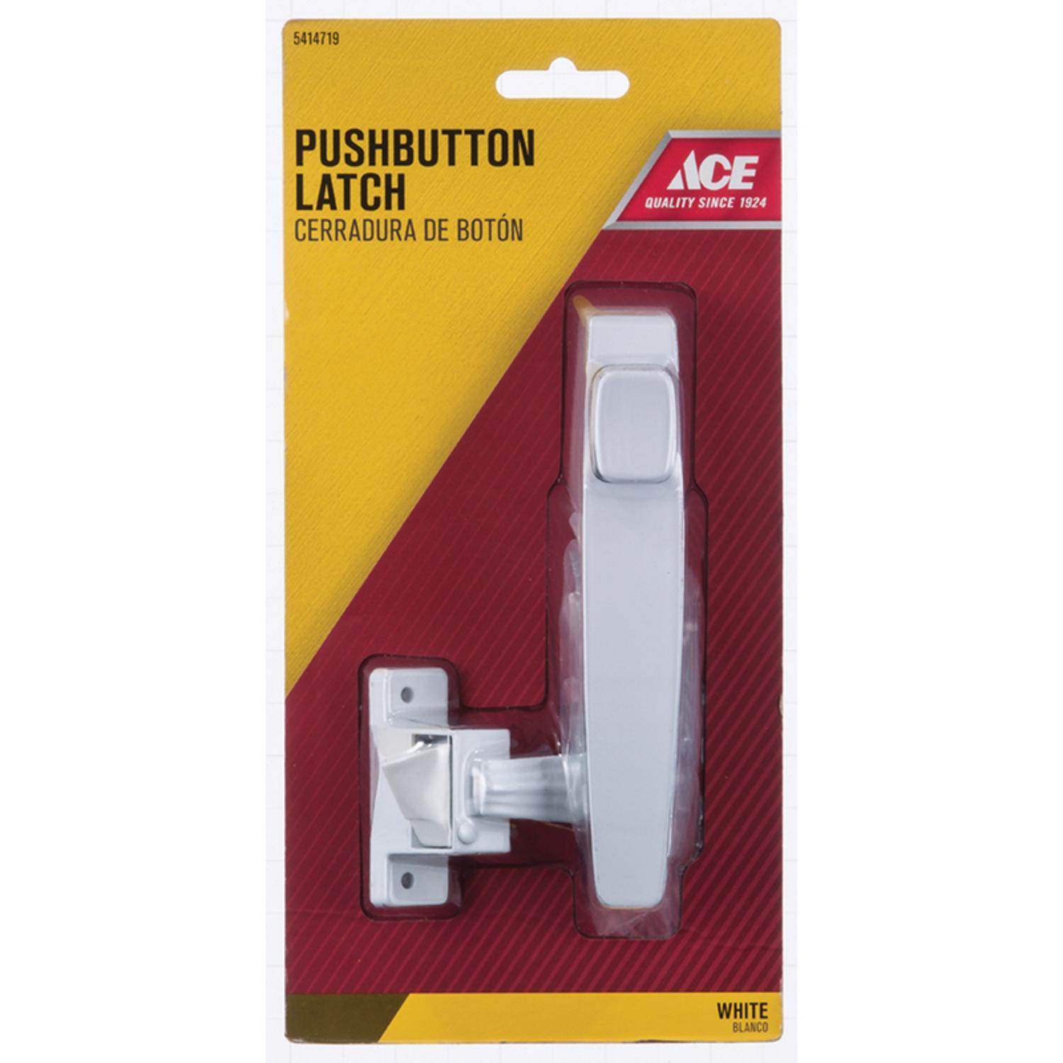 Ace Bare White Steel Push Button Latch 1 pk