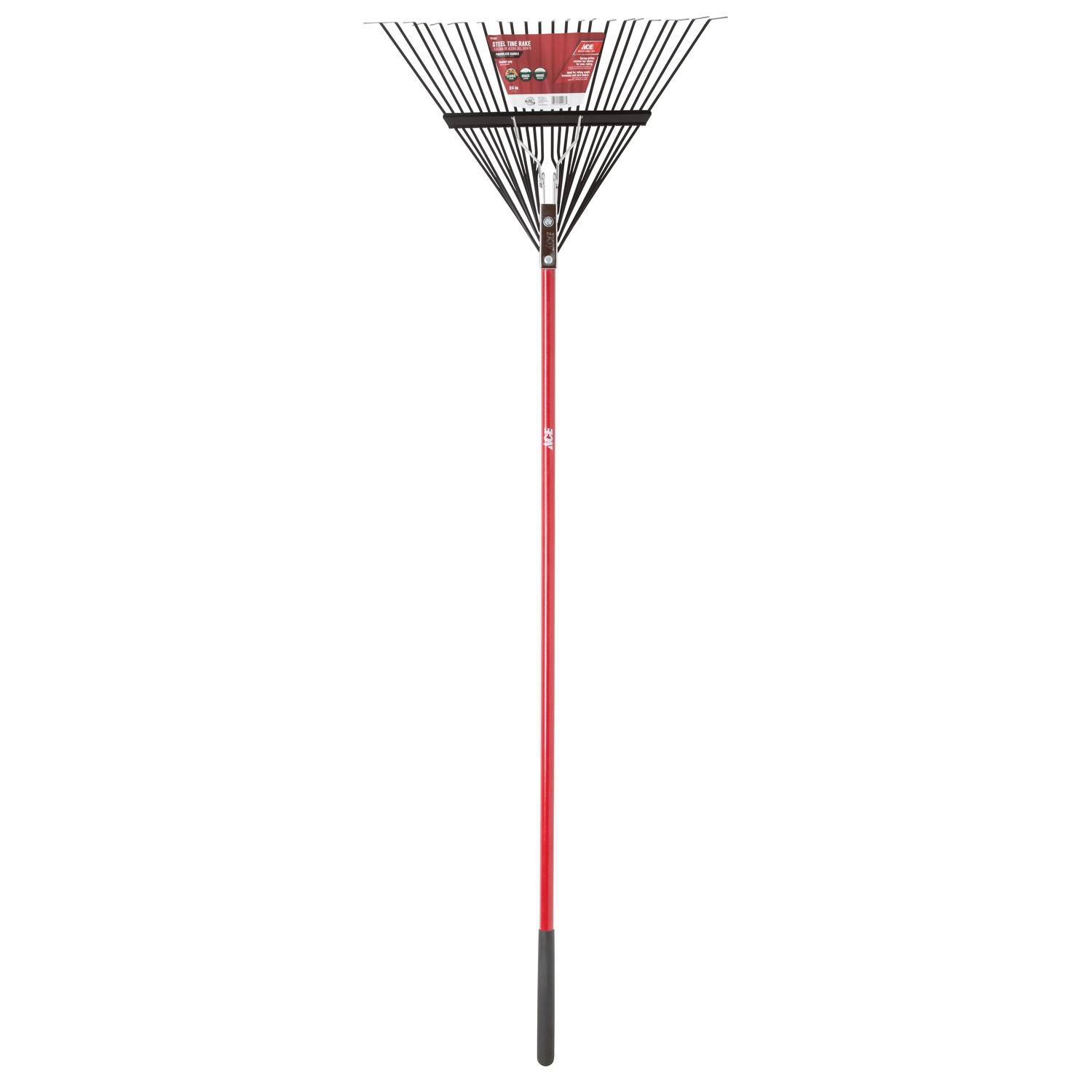 Ace 65 in. 24 Tine Steel Rake Fiberglass Handle