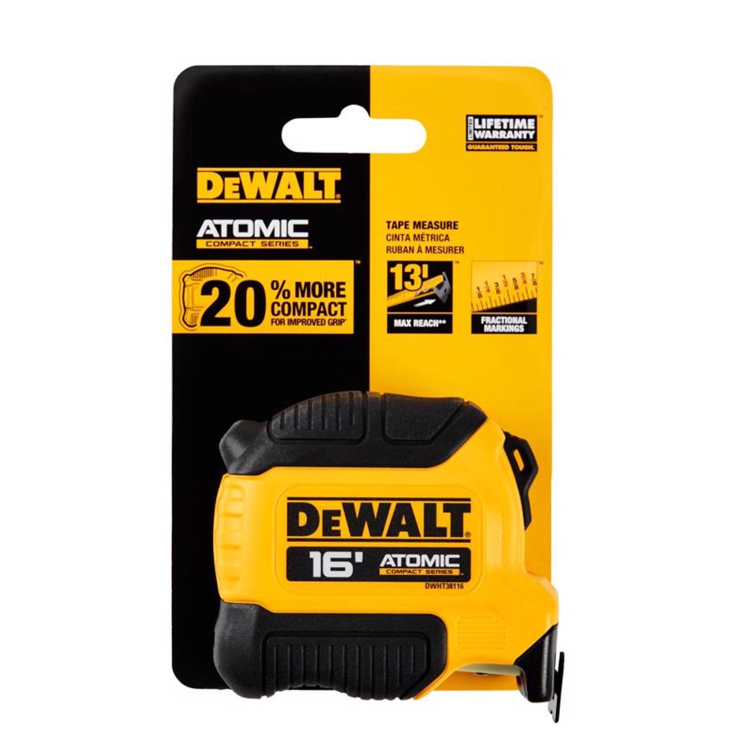 DeWalt ATOMIC 16 ft. L X 1.25 in. W Compact Tape Measure 1 pk