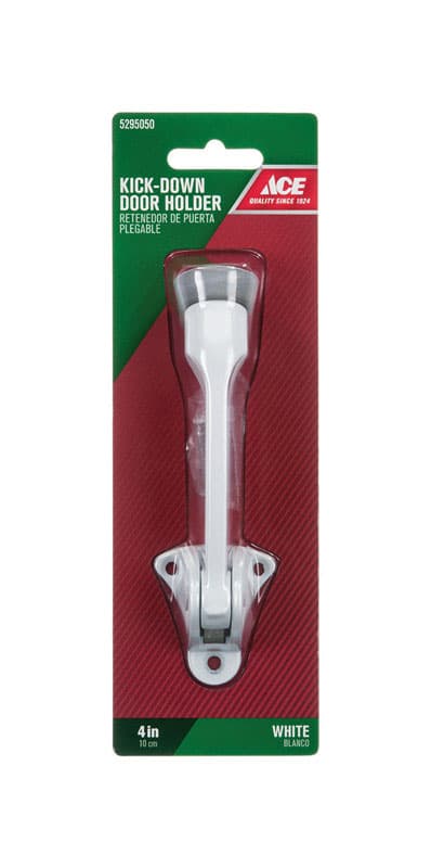 Ace 4 in. W Metal White Kick-Down Door Holder Mounts to door and wall 0 in.