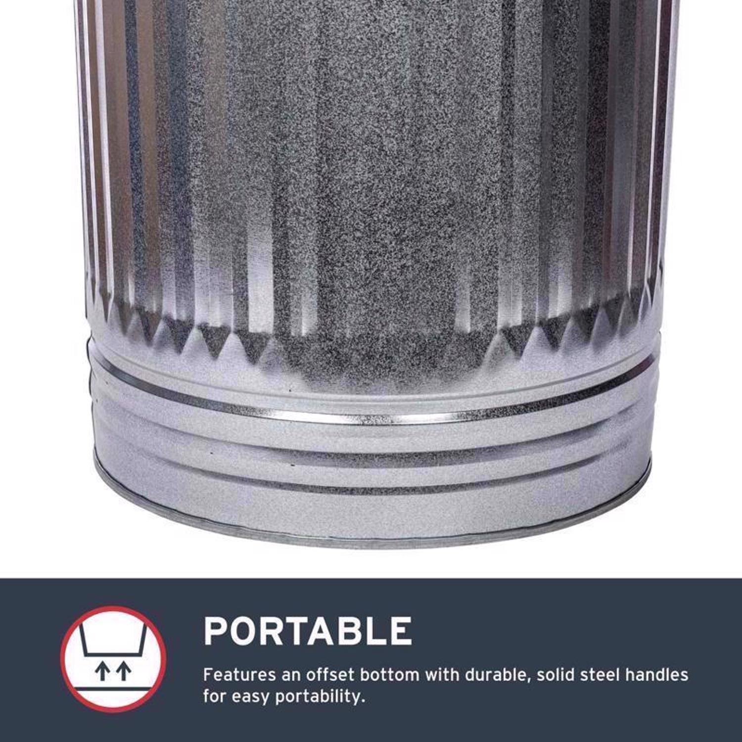 Behrens 31 gal Silver Galvanized Steel Garbage Can Lid Included Animal Proof/Animal Resistant
