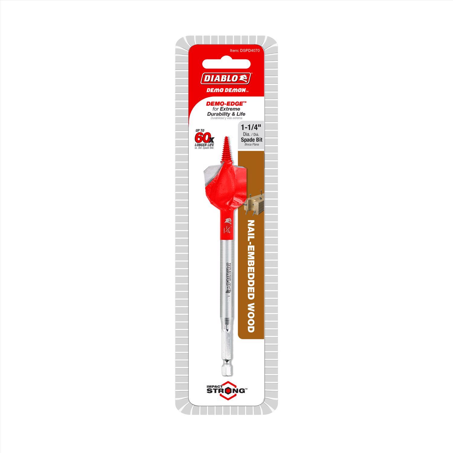 Diablo Demo Demon 1-1/4 in. X 6 in. L High Carbon Steel Nail-Embedded Wood Spade Bit Hex Shank 1 pk