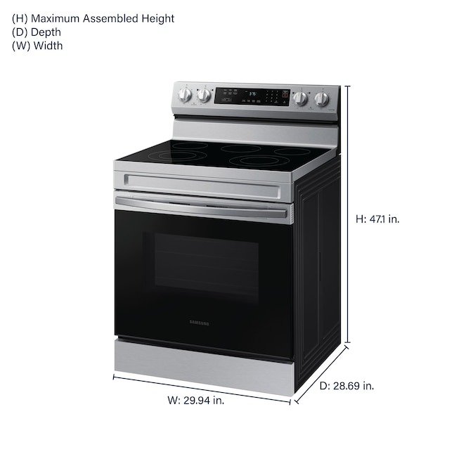 Samsung 30-in Glass Top 5 burners 6.3-cu ft Freestanding Electric Range ( Stainless Steel )