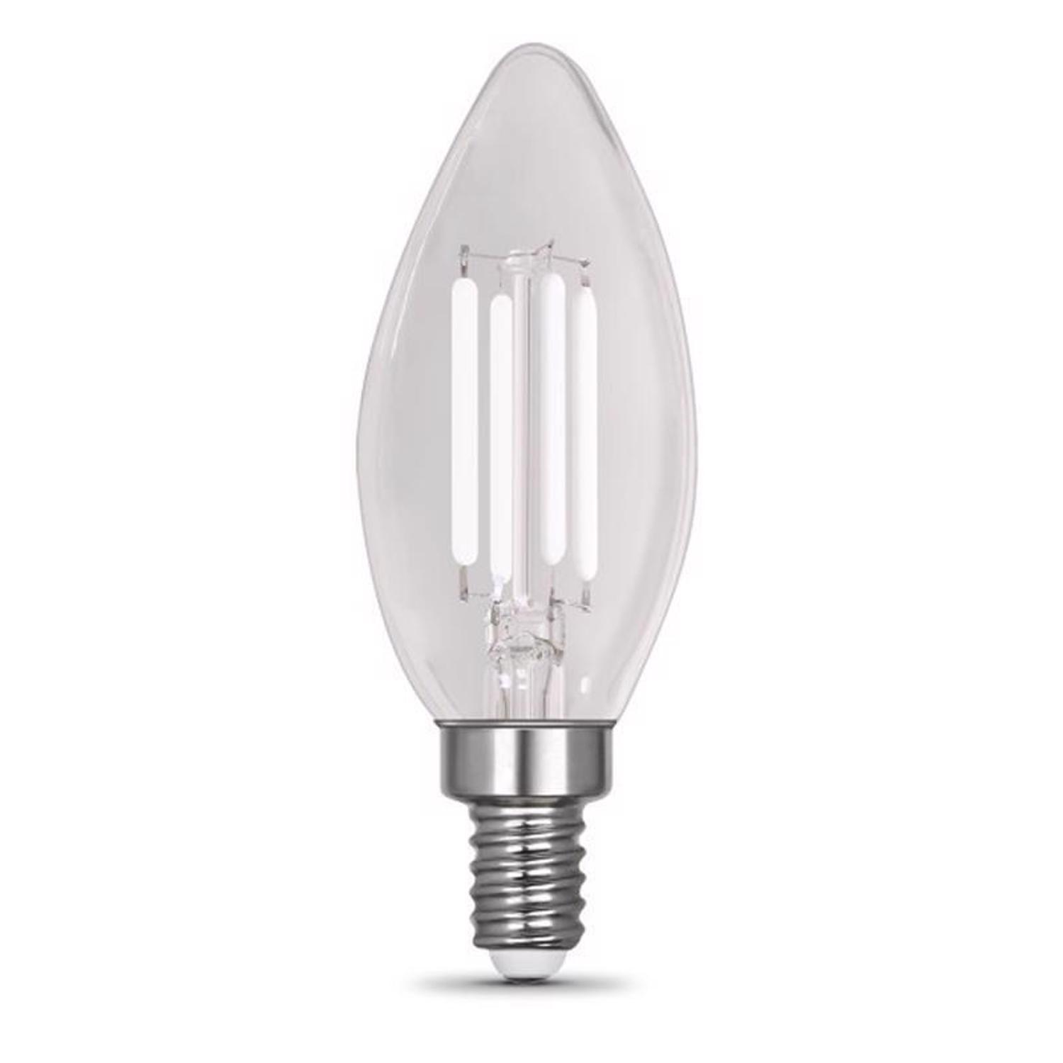 Feit White B10 E12 (Candelabra) Filament LED Bulb Soft White 40 Watt Equivalence 2 pk