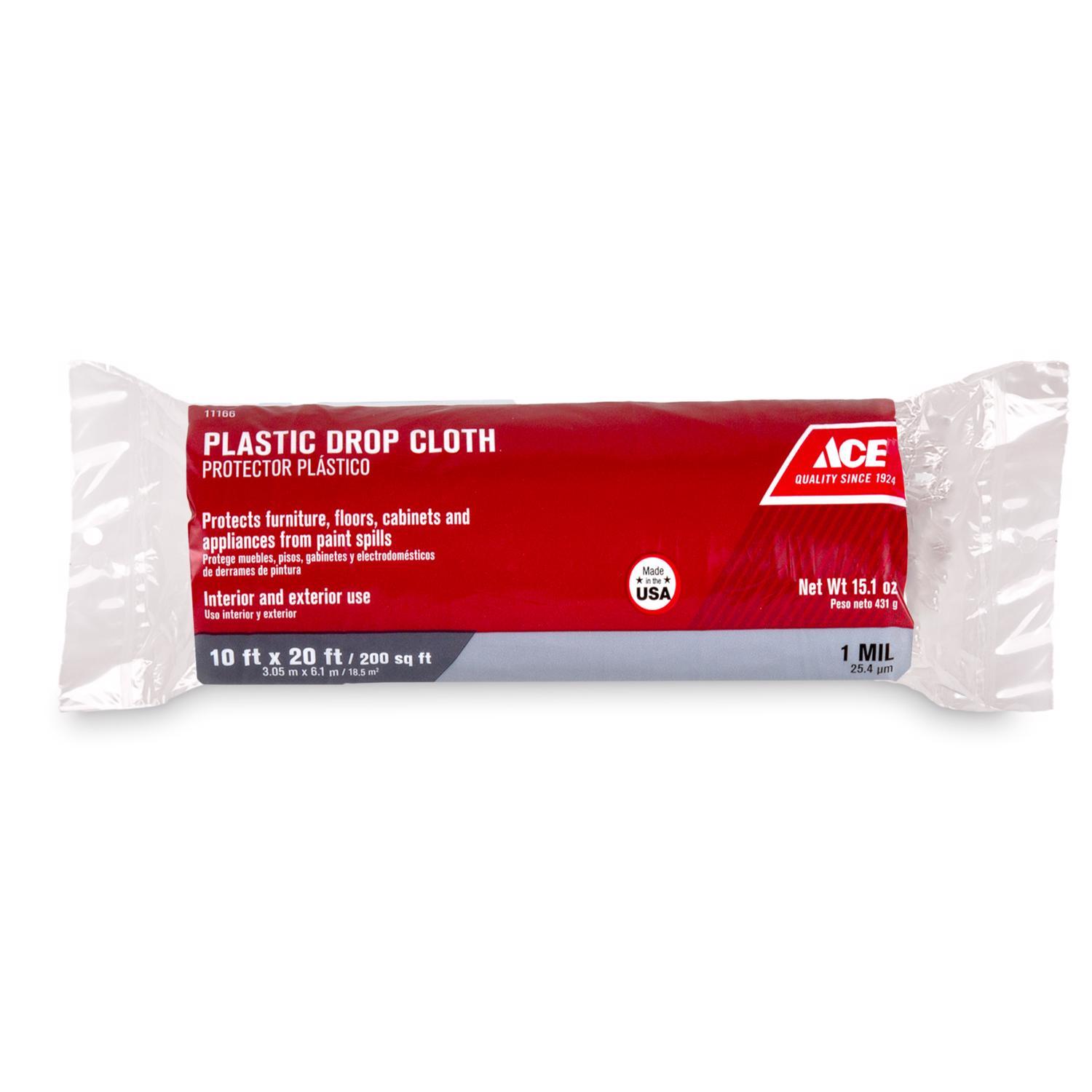 Ace 10 ft. W X 20 ft. L X 1 mil Plastic Drop Cloth 1 pk