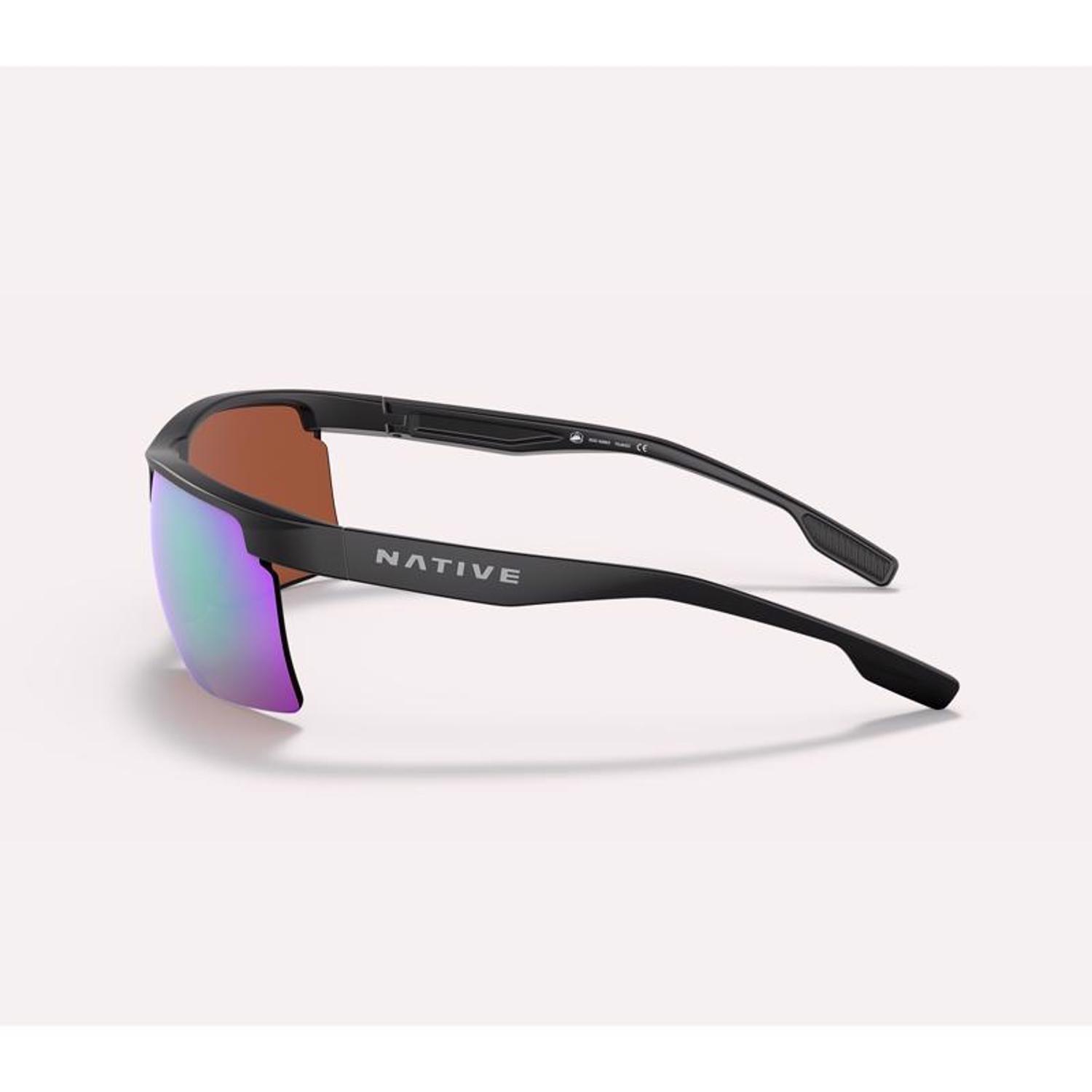 Native Ridge-Runner Sunglasses Unisex Matte Black Frame Green Lens Polarized Blue Light Blocking