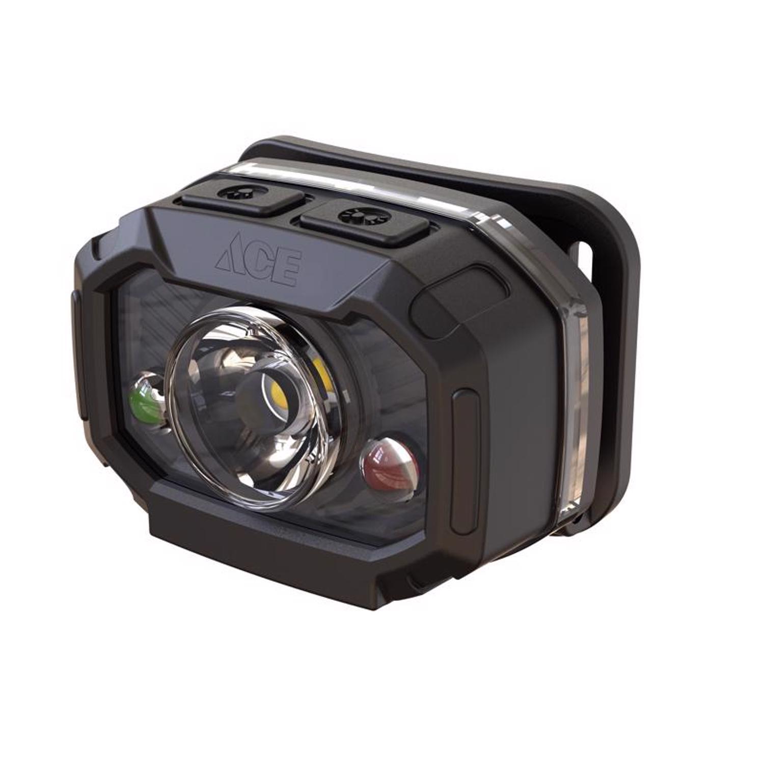 Ace 400 lm Black LED Rechargeable Head Lamp