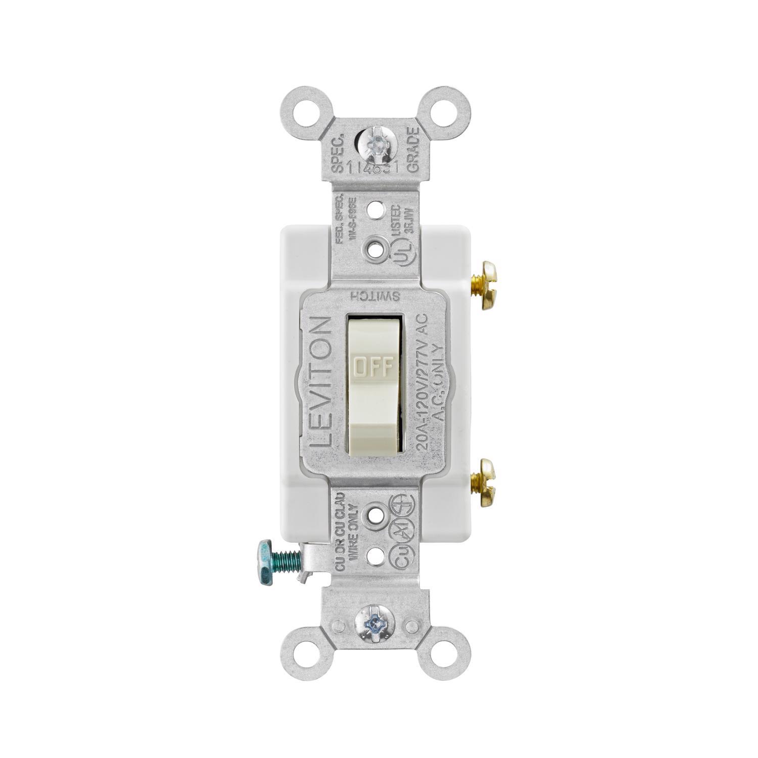 Leviton 20 amps Single Pole Toggle AC Quiet Switch Light Almond 1 pk