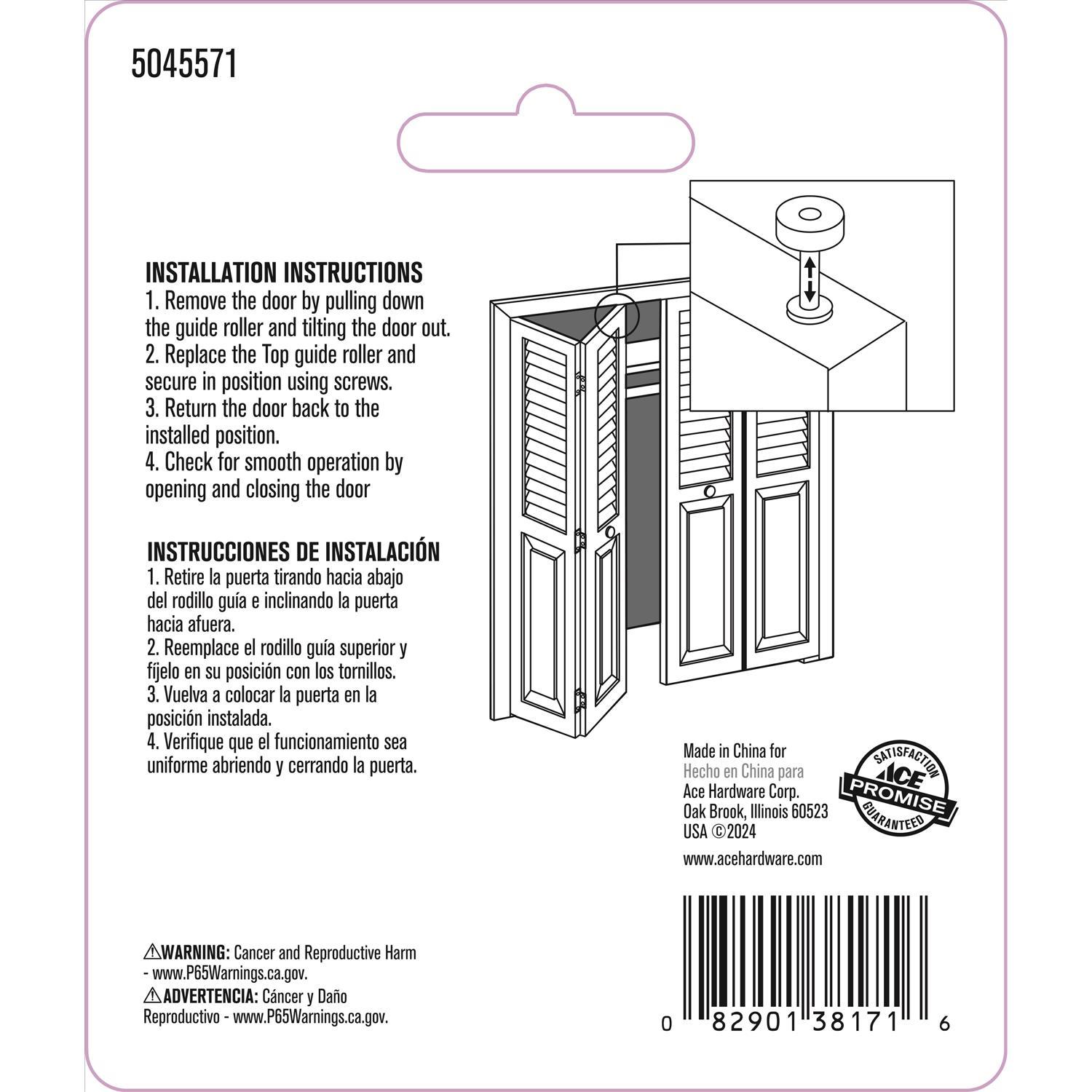 Ace Mill Silver Steel Bi-fold Door Wheel Guide 2 pc