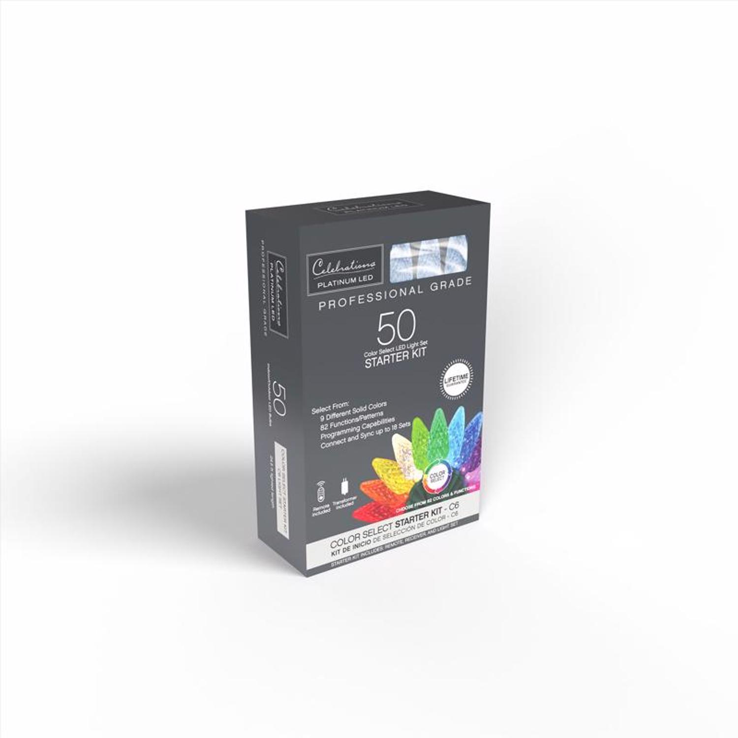 Celebrations Platinum LED C6 Multicolored 50 ct String Lights w/Remote Christmas Lights 25 ft.