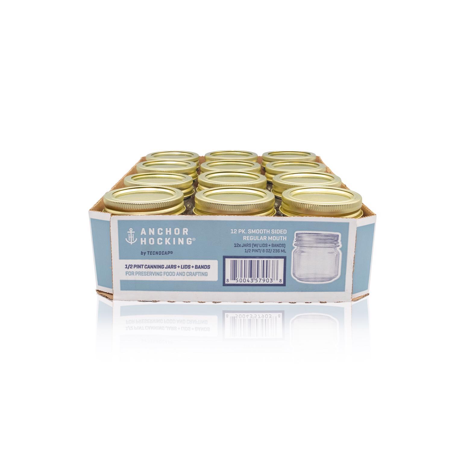Anchor Hocking Tecnocap Regular Mouth Canning Jar 8 oz 12 pk