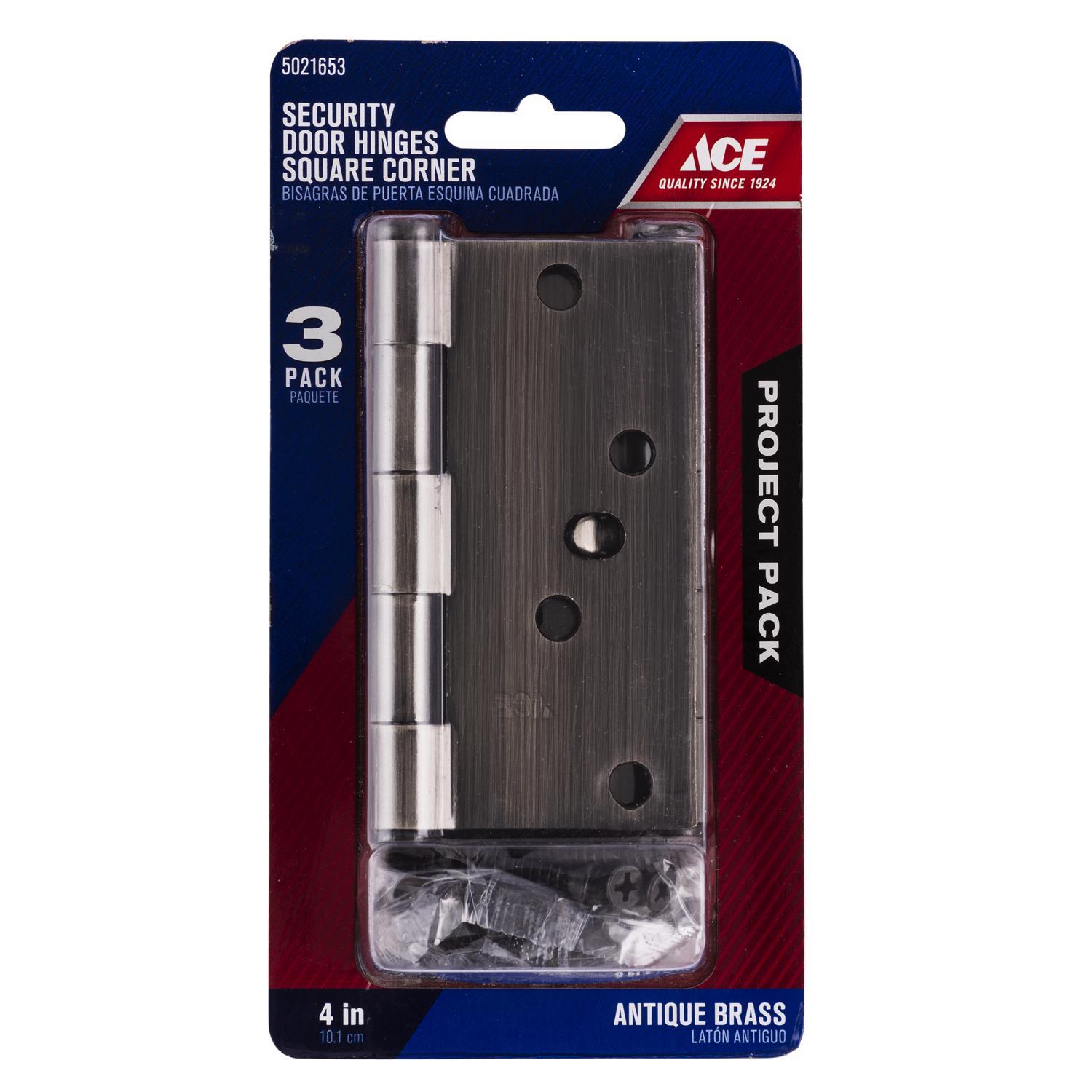 Ace 4 in. L Antique Brass Residential Door Hinge 3 pk