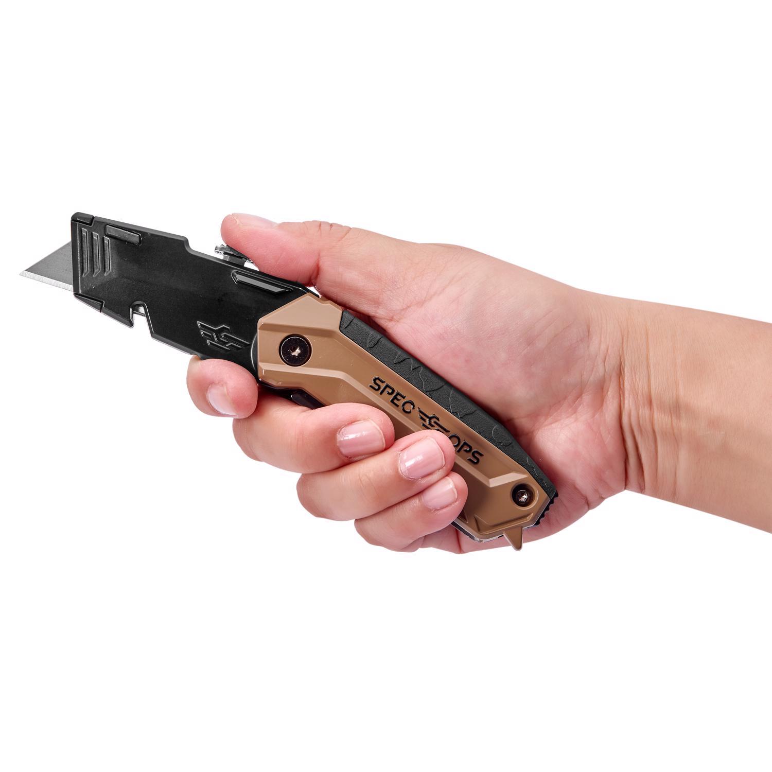 Spec Ops 6.25 in. Folding Utility Knife Black/Tan 1 pc
