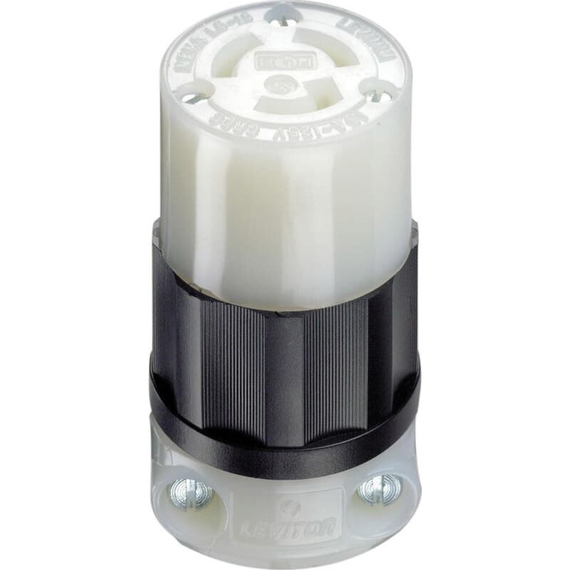 Leviton Industrial Nylon Curved Blade/Ground Locking Connector L5-15R 18-10 AWG 2 Pole 3 Wire