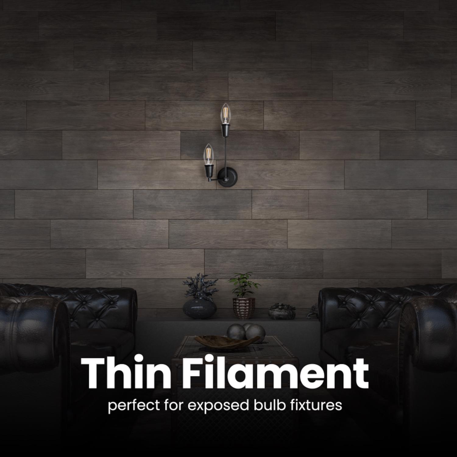 Feit B10 E12 (Candelabra) Filament LED Bulb Soft White 40 Watt Equivalence 2 pk