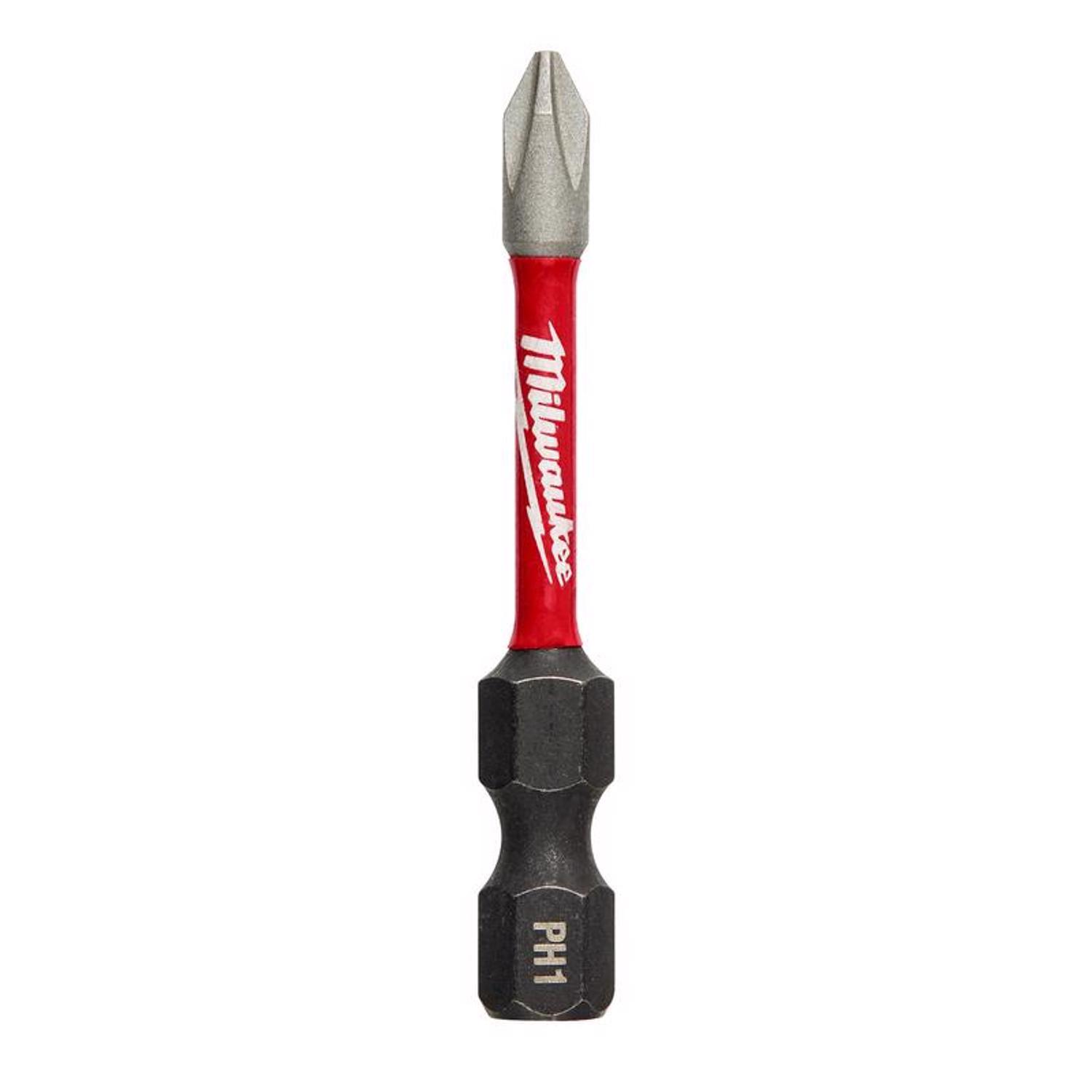 Milwaukee Shockwave Phillips #1 X 2 in. L Impact Power Bit Steel 1 pc