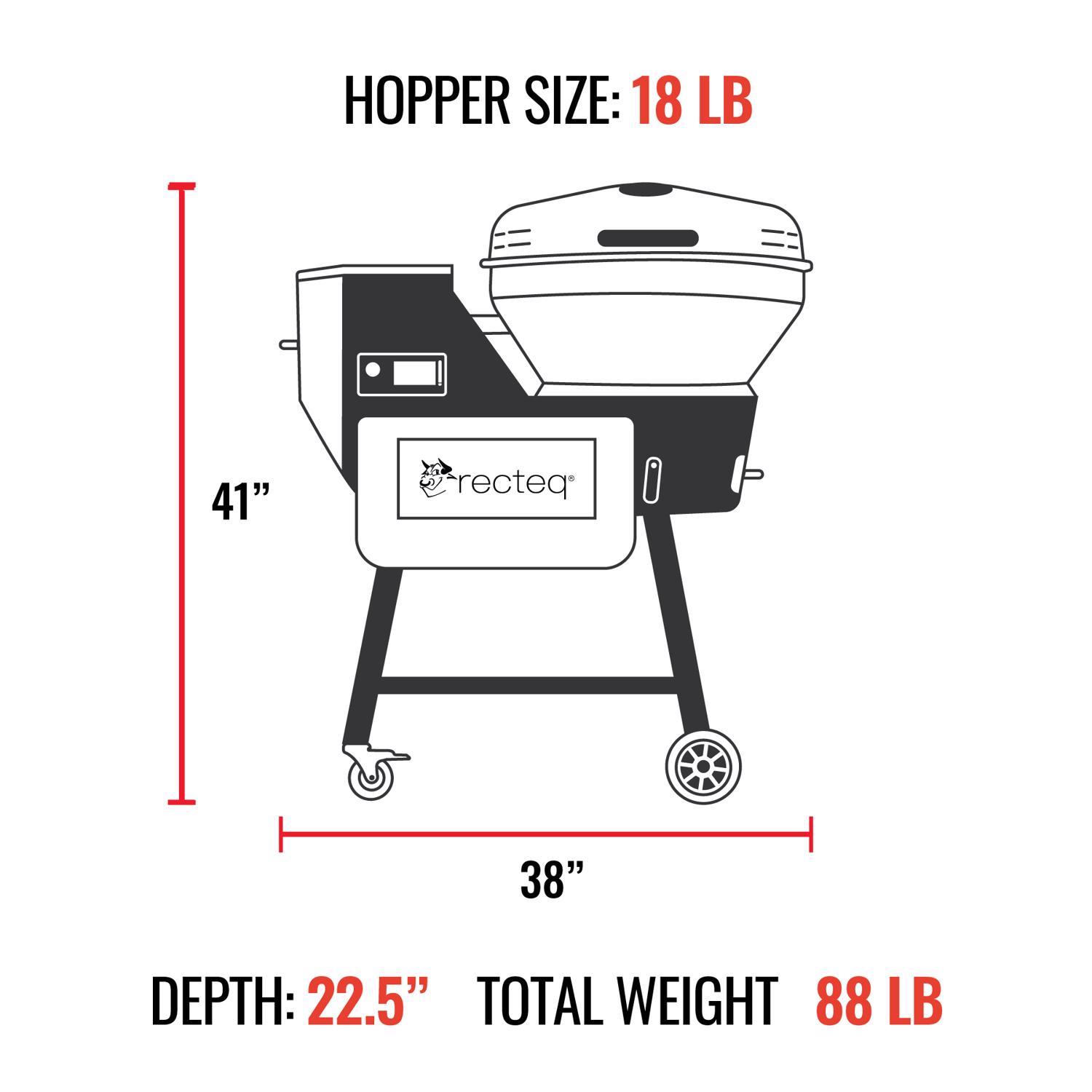 Recteq B380X Bullseye Deluxe Wood Pellet WiFi Grill and Smoker Black/Silver