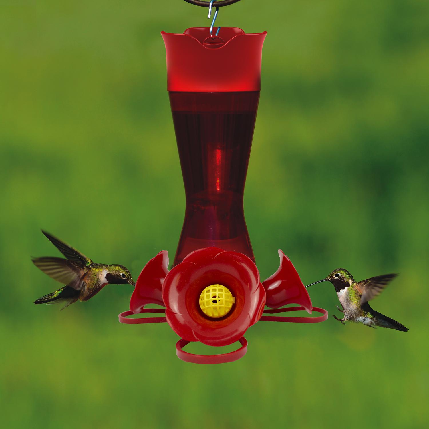 Perky-Pet Hummingbird 8 oz Plastic Pinch Waist Nectar Bird Feeder 4 ports