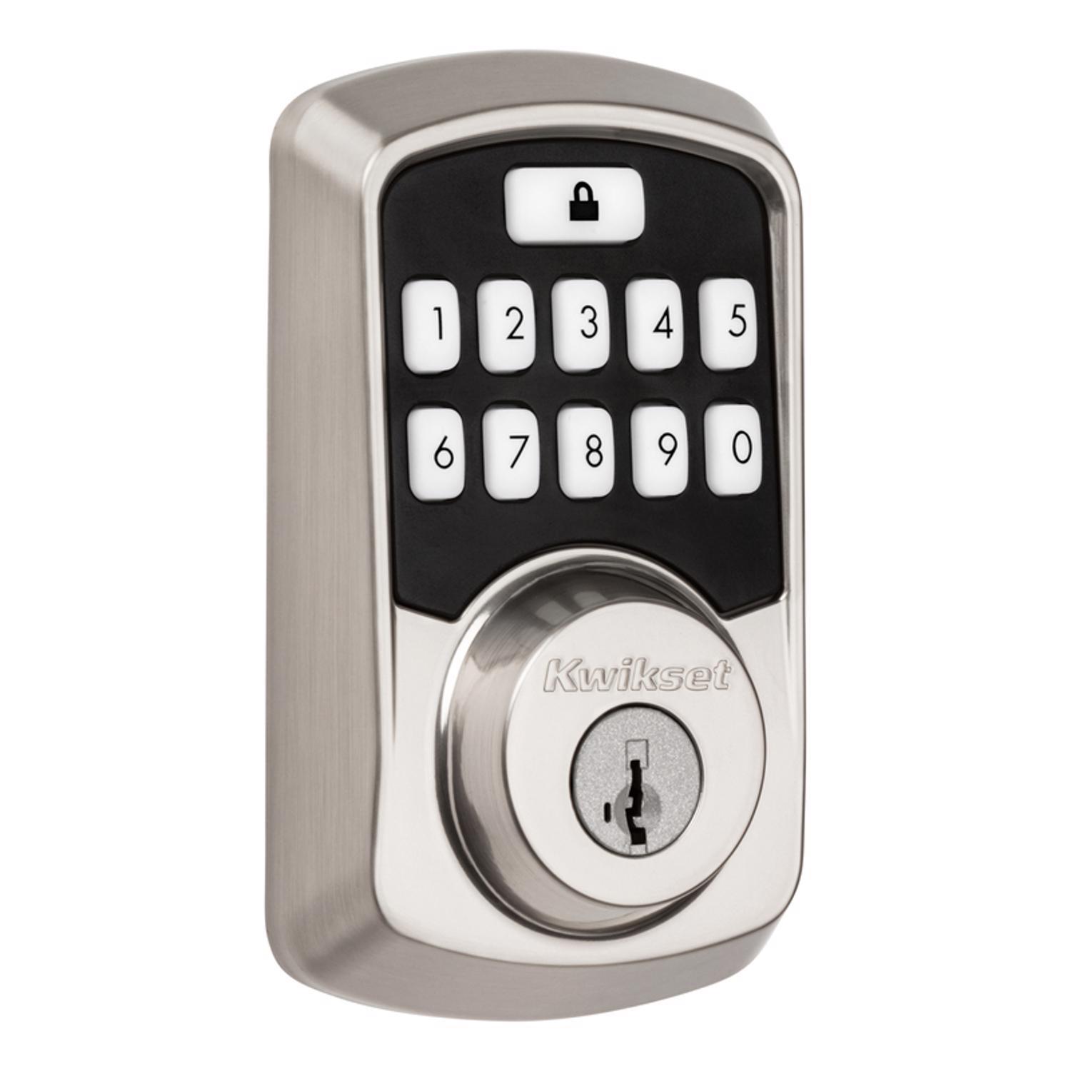Kwikset SmartKey Aura Satin Nickel Metal Bluetooth Keypad Entry Smart