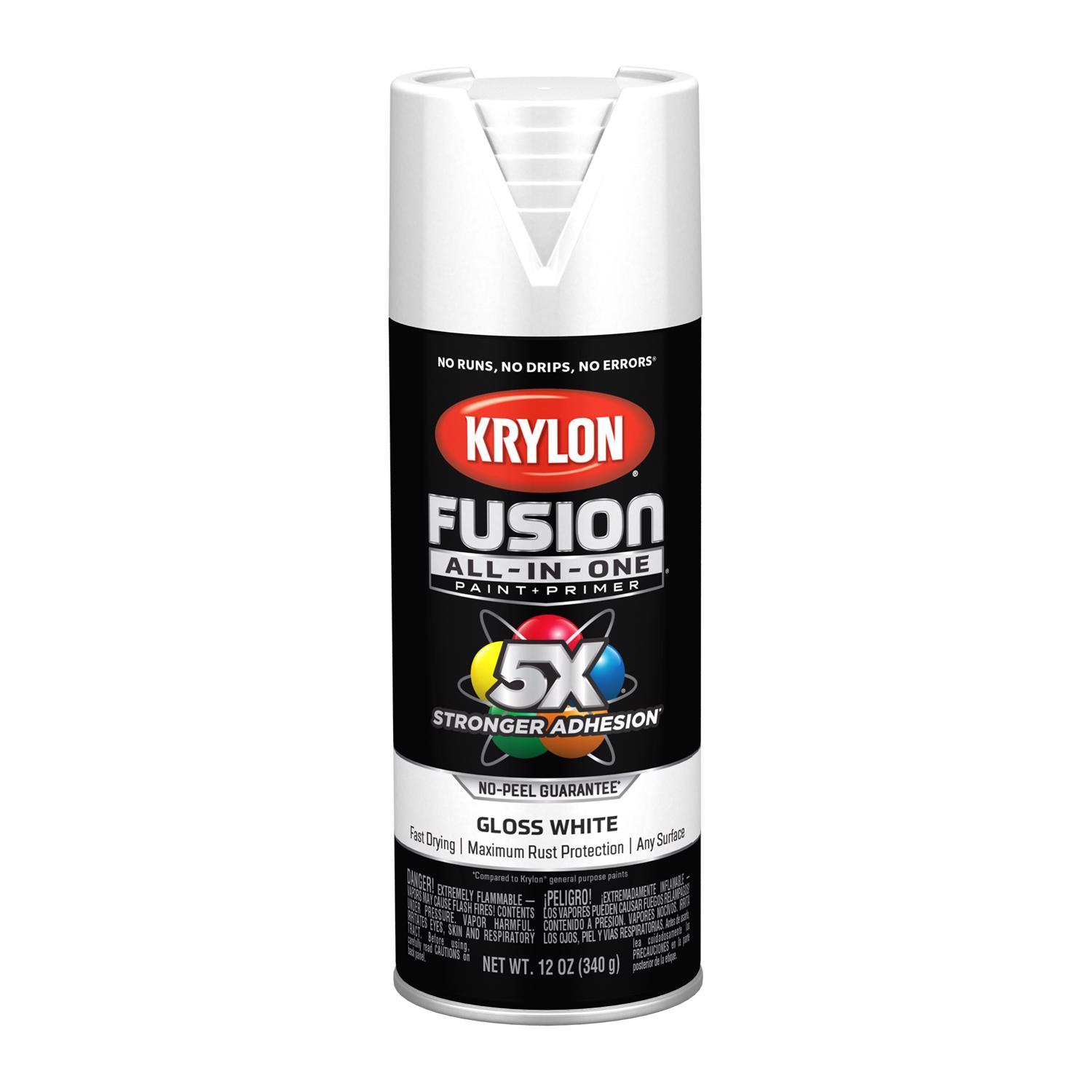 Krylon Fusion All-In-One Gloss White Paint+Primer Spray Paint 12 oz