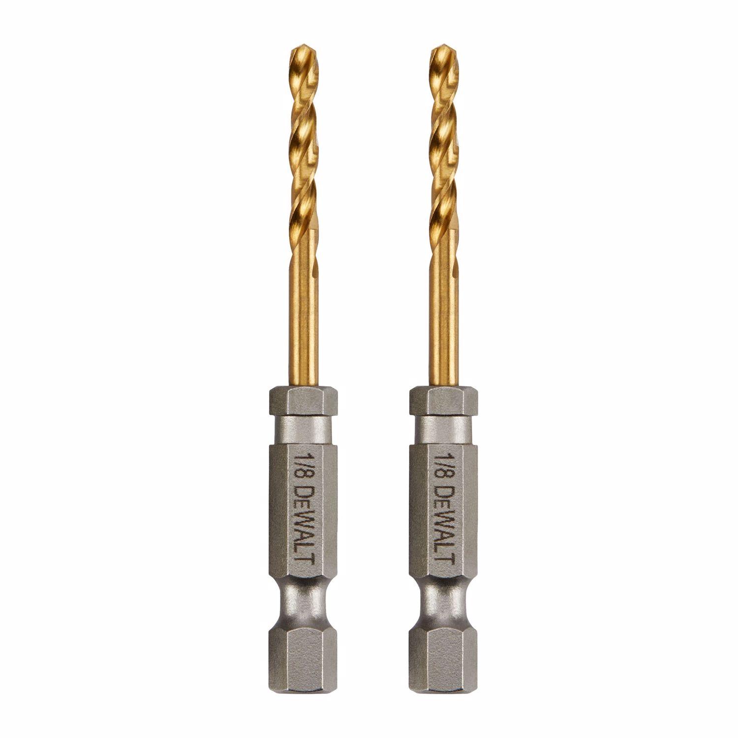 DEWALT Impact Ready 1/8 in. X 2-5/8 in. L Titanium Drill Bit Hex Shank 2 pk