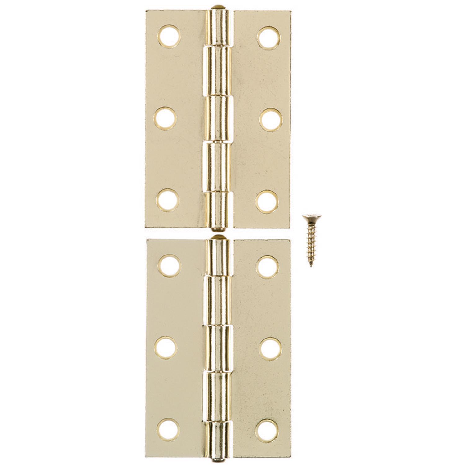 Ace 2 in. W X 3 in. L Bright Brass Brass Narrow Hinge 2 pk