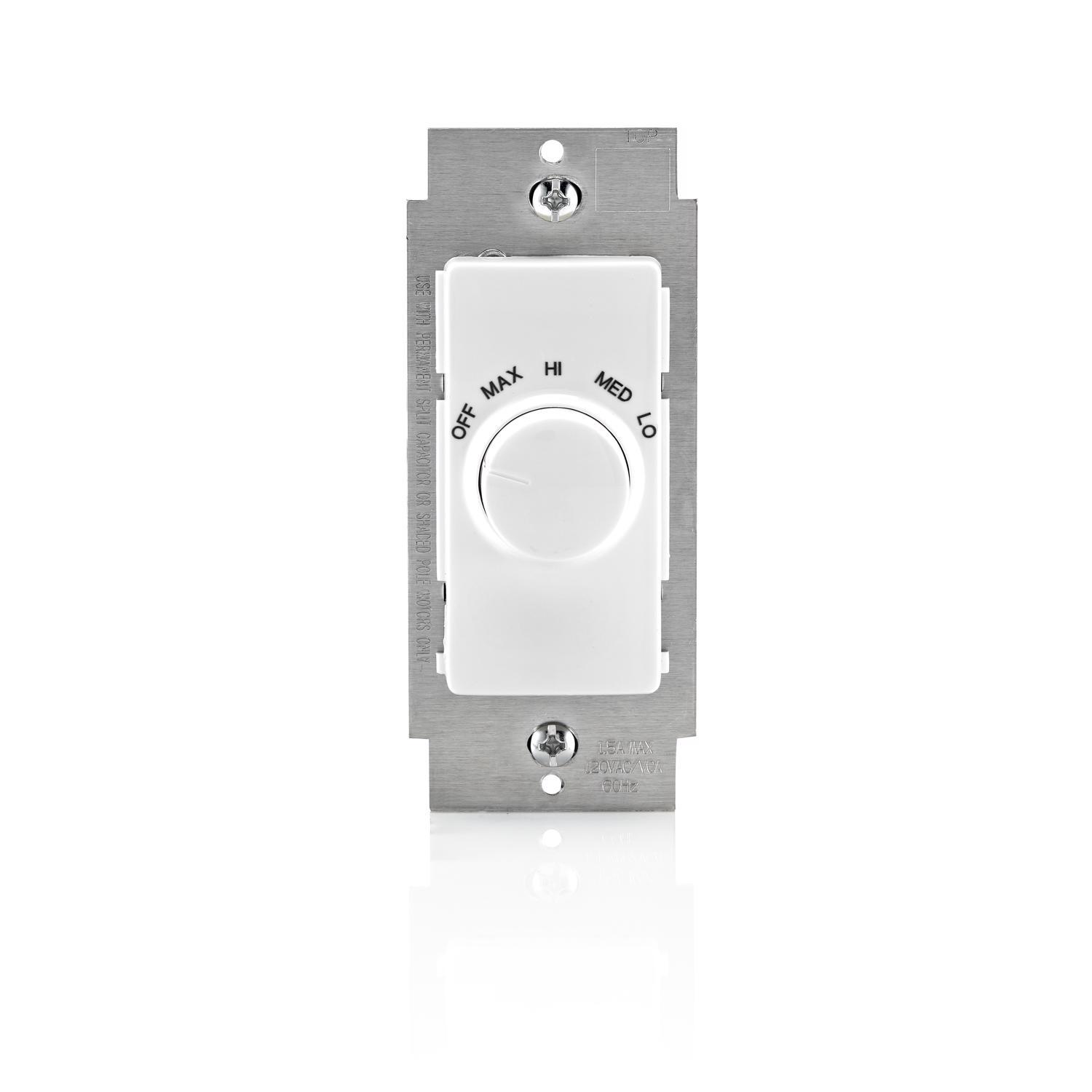 Leviton Decora 1.5 amps Single Pole Rotary Fan Control White 1 pk
