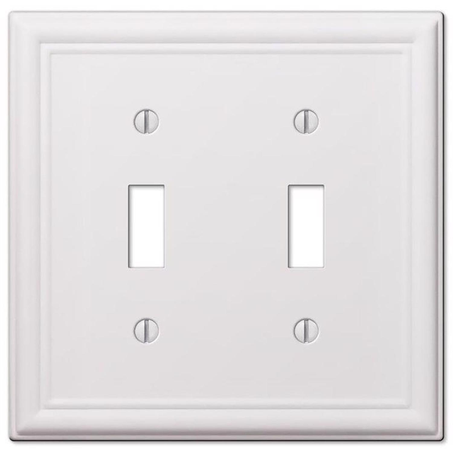 Amerelle Chelsea White 2 gang Stamped Steel Toggle Wall Plate 1 pk
