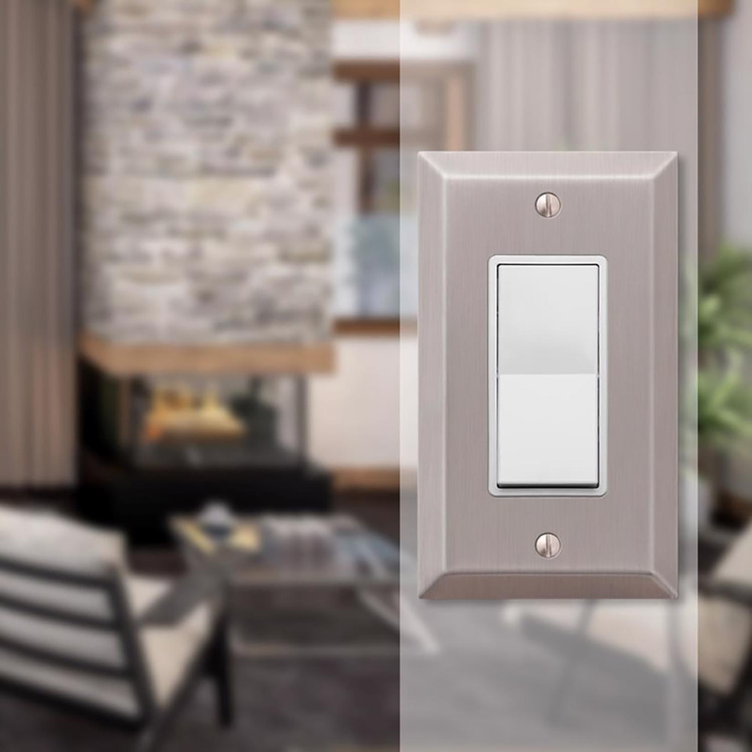 Amerelle Century Brushed Nickel 1 gang Stamped Steel Decorator Wall Plate 1 Pack