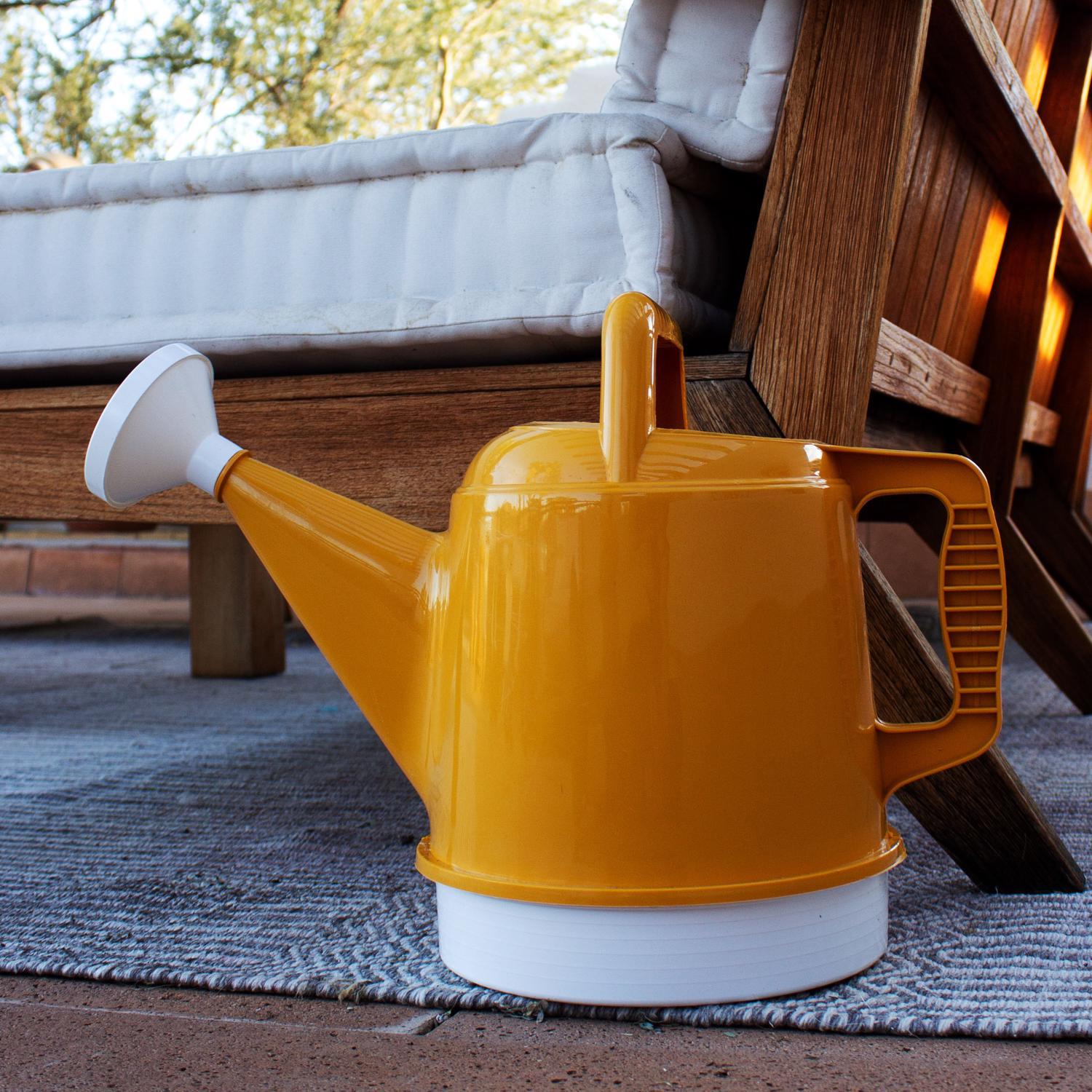 Bloem Deluxe Earthly Yellow 2.5 gal Plastic Watering Can Stine Home