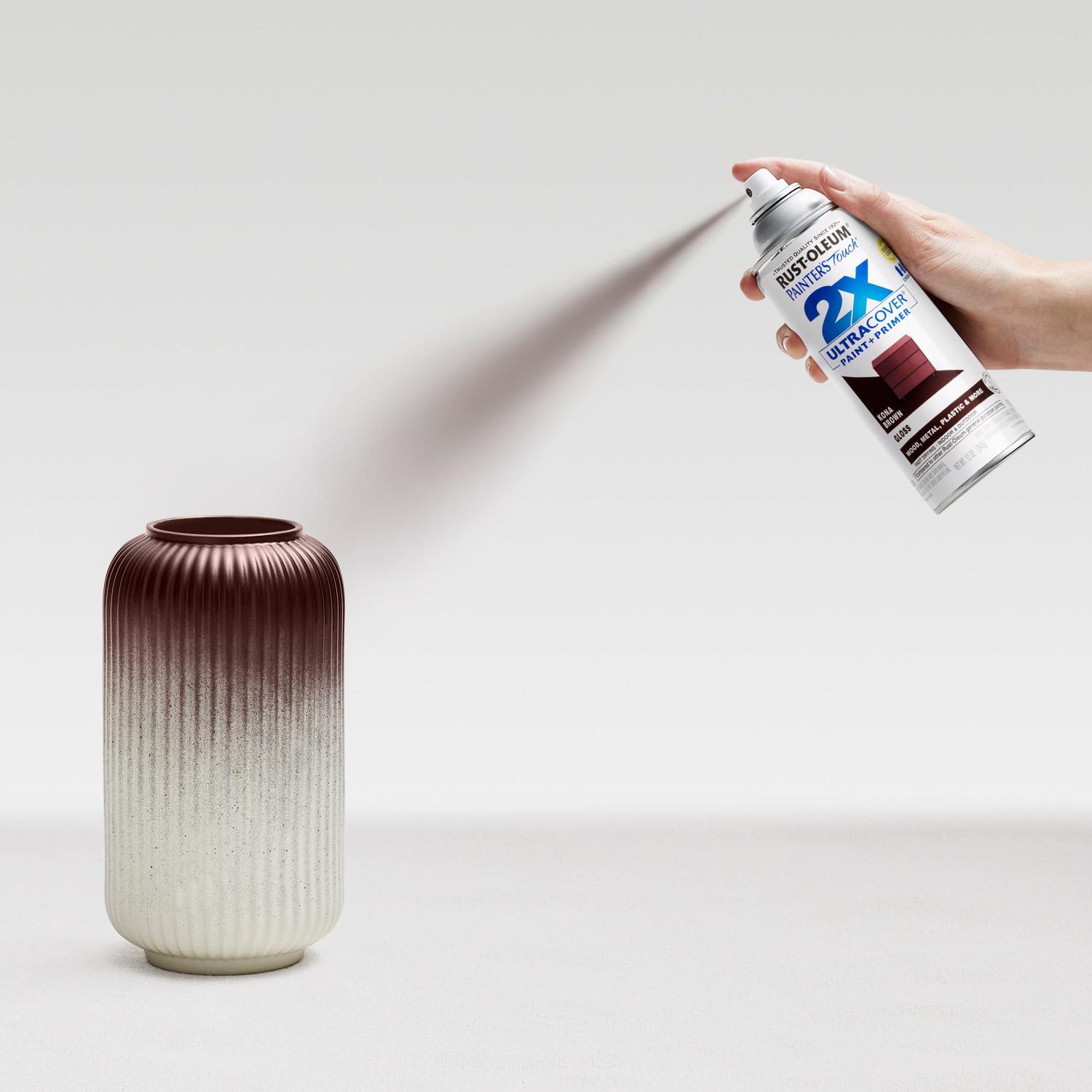 Rust-Oleum Painter's Touch 2X Ultra Cover Gloss Kona Brown Paint+Primer Spray Paint 12 oz