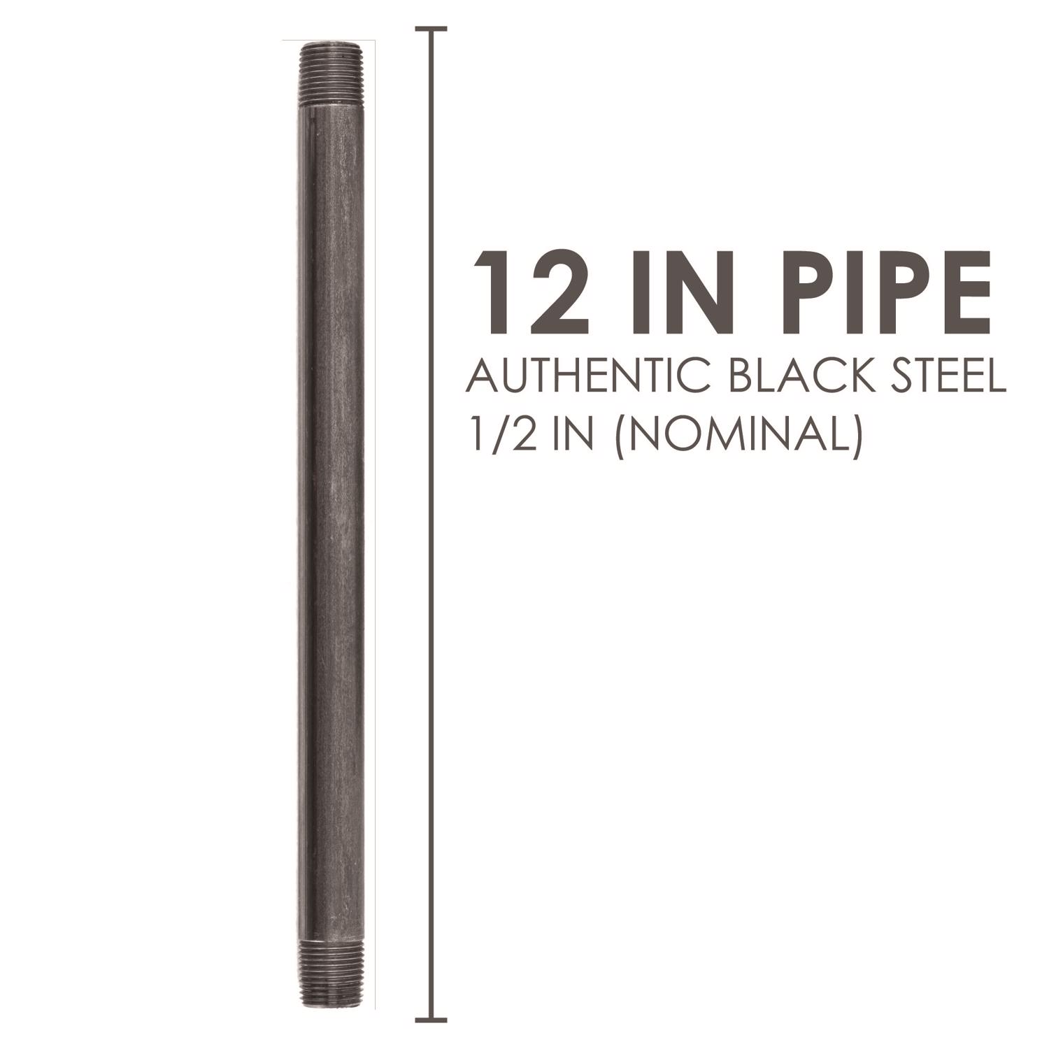 STZ Industries 1/2 in. MIP each X 1/2 in. D MIP Black Steel 12 in. L Nipple