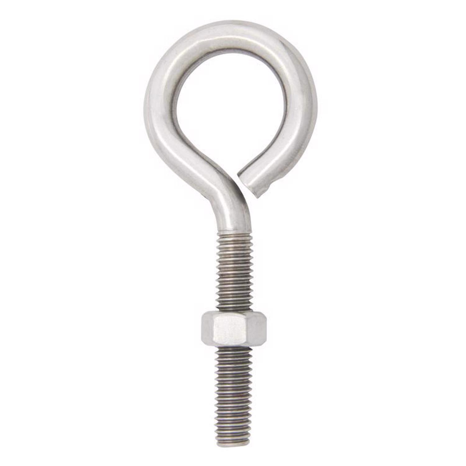 Hampton 3/8 in. X 4 in. L Stainless Stainless Steel Eyebolt Nut Included