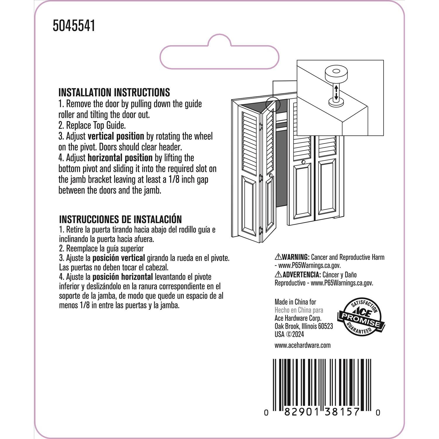 Ace Matte White Plastic Bi-fold Door Guide 2 pc