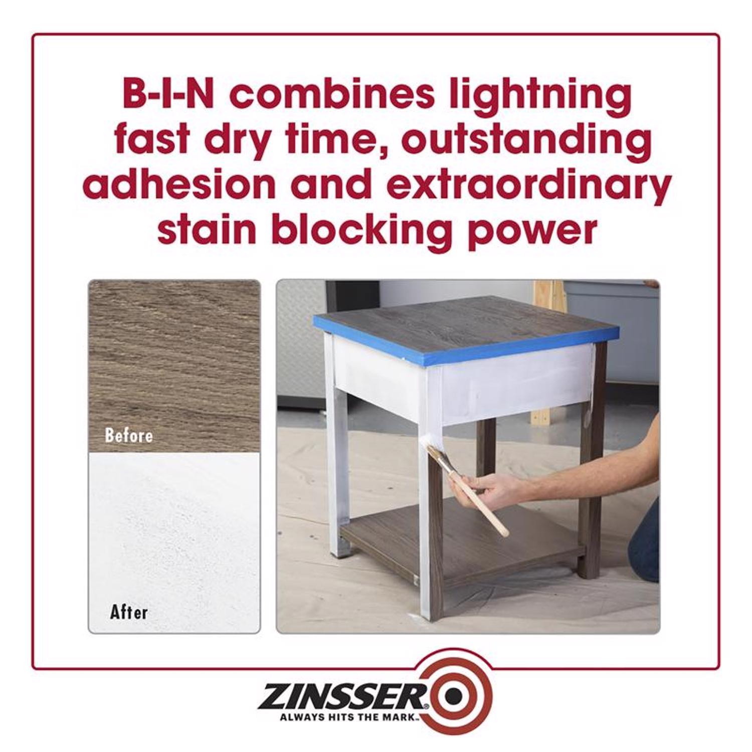 Zinsser B-I-N White Flat Shellac-Based Primer and Sealer 1 qt