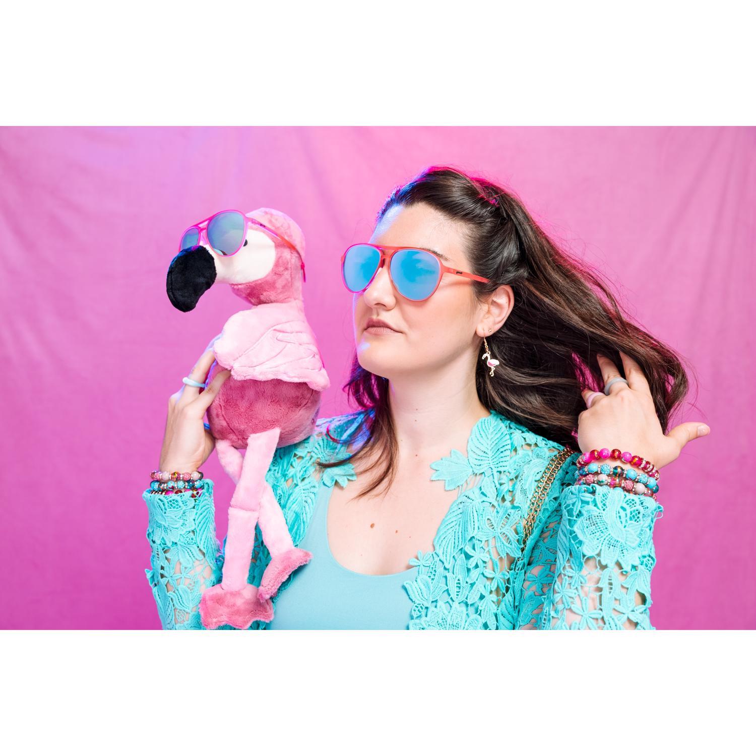 goodr Mach G - Carl Is My Co-Pilot Sunglasses Unisex Pink Frame Blue Lens Polarized