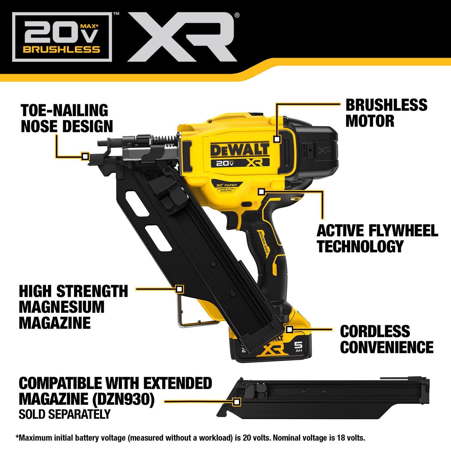 DeWalt 20V MAX Cordless 30 deg Framing Nailer Kit (Battery & Charger) 20 V
