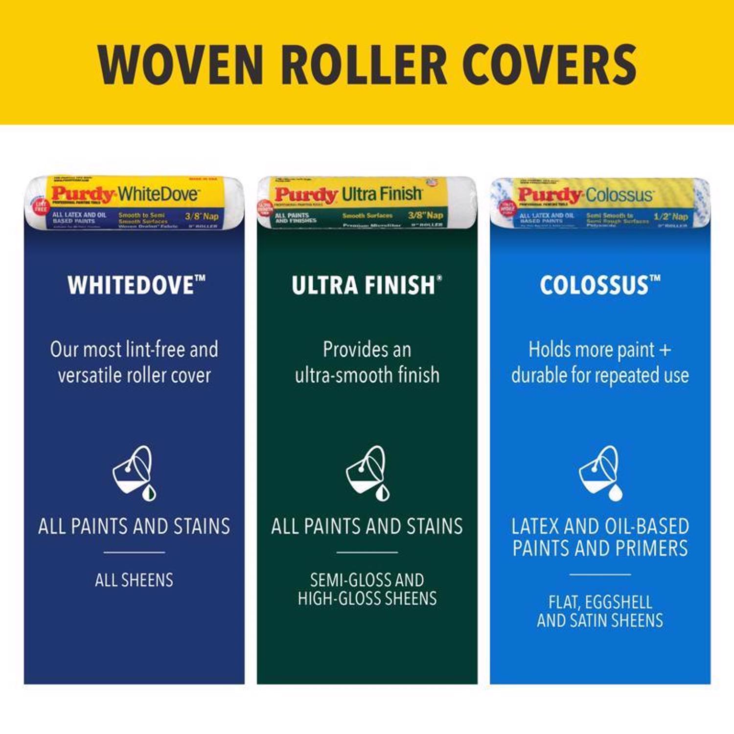 Purdy White Dove Woven Fabric 9 in. W X 1/4 in. Paint Roller Cover 1 pk