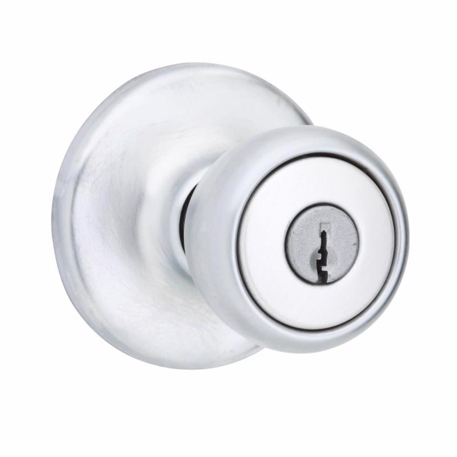 Kwikset Tylo Satin Chrome Entry Door Knob 1-3/4 in.