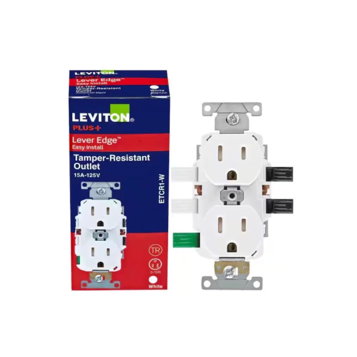 Leviton Lever Edge 15 amps 125 V White Outlet 5-15R 1 Pack