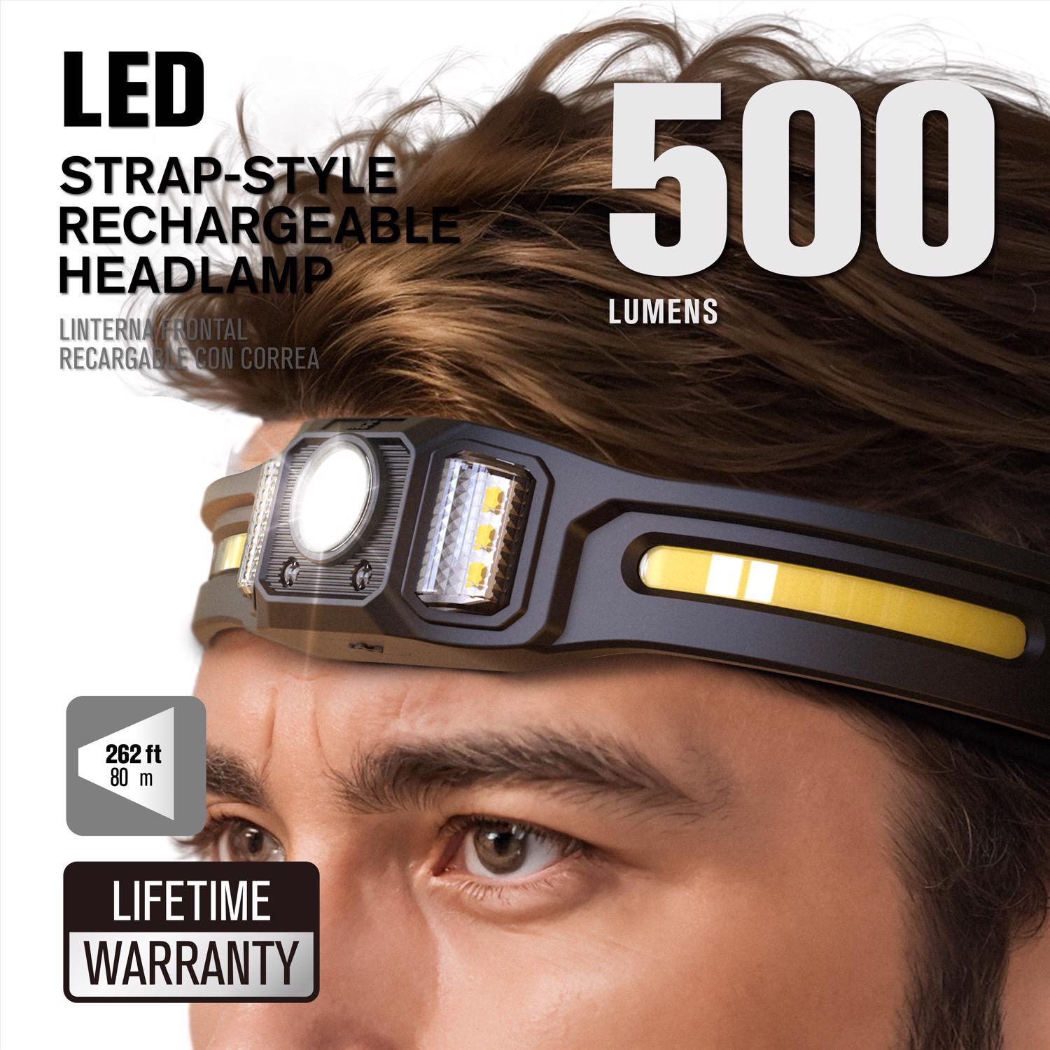 Ace 500 lm Black LED Rechargeable Head Lamp