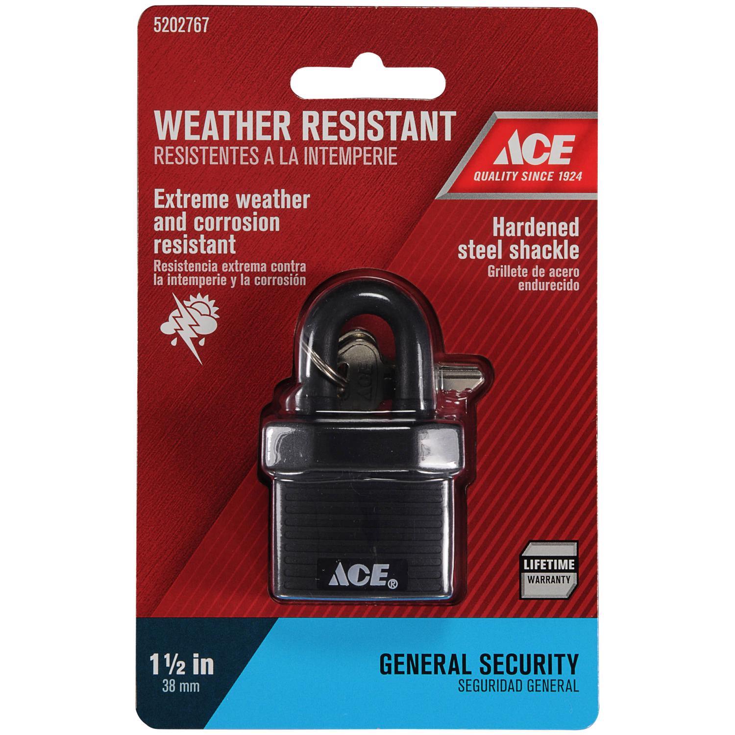 Ace 1-3/8 in. H X 1-1/2 in. W X 13/16 in. L Hardened Steel Single Locking Padlock