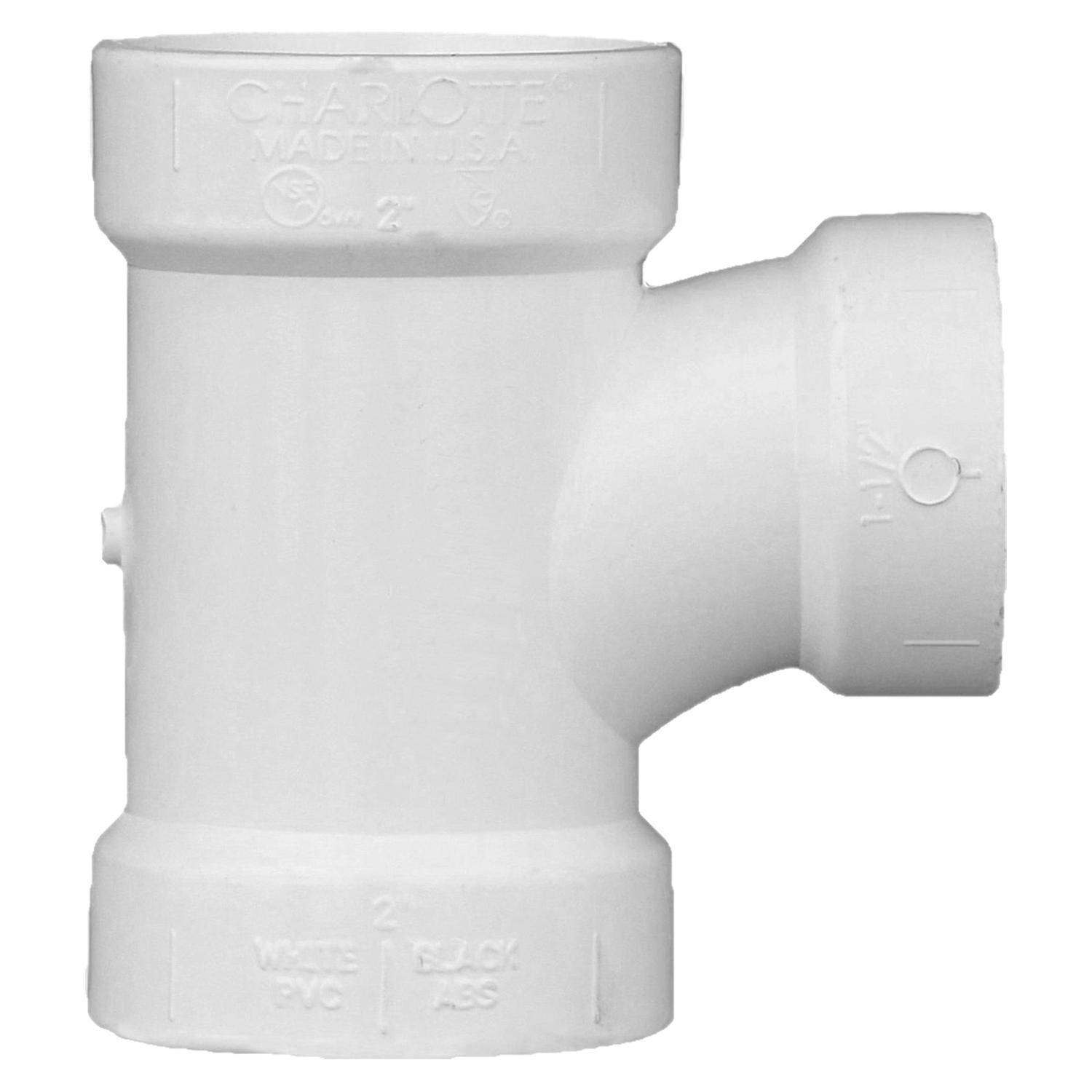 Charlotte Pipe Schedule 40 2 in. Hub X 2 in. D Hub PVC Sanitary Tee 1 pk