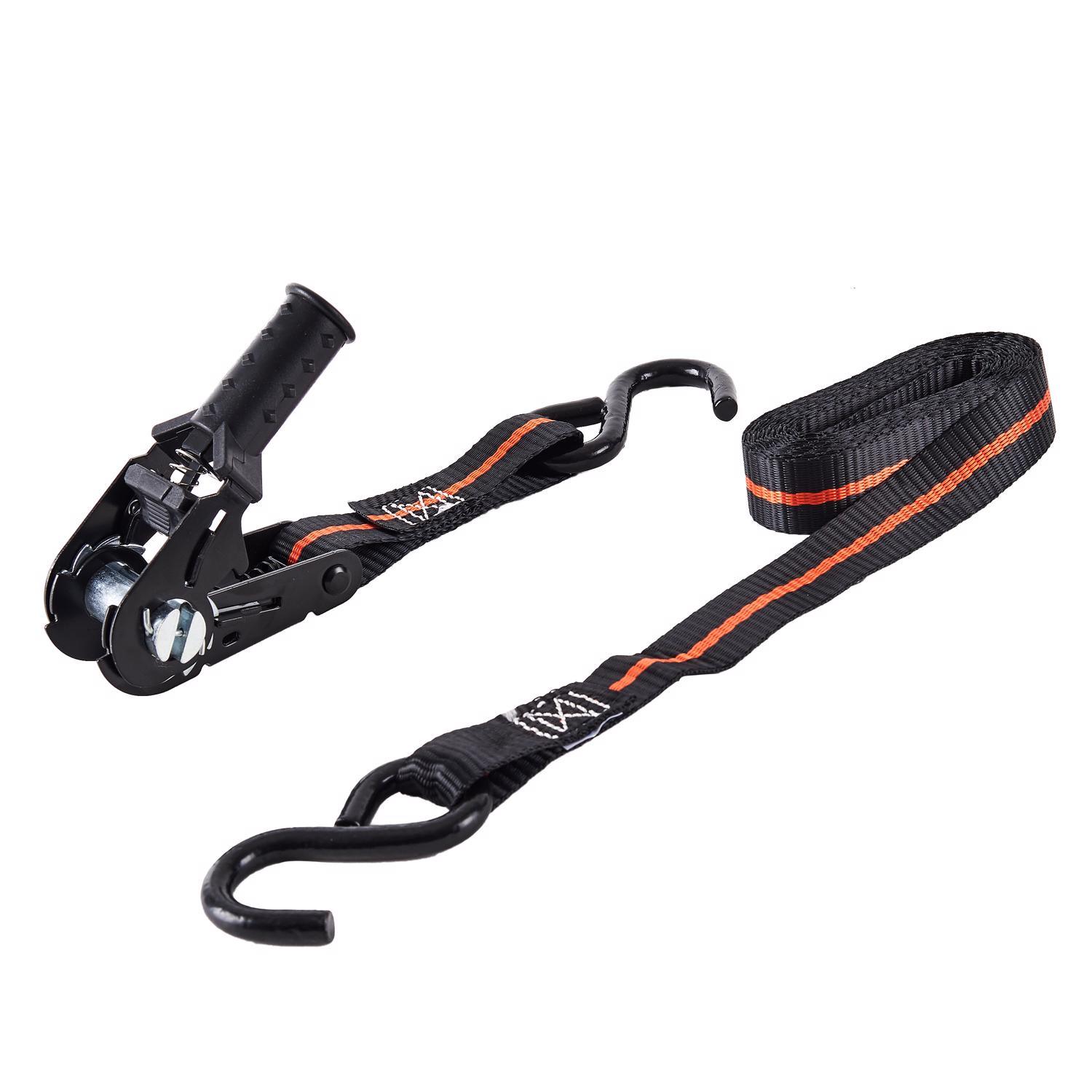 Keeper 1 in. W X 8 ft. L Black/Orange Ratchet Tie Down Strap 500 lb 4 pk