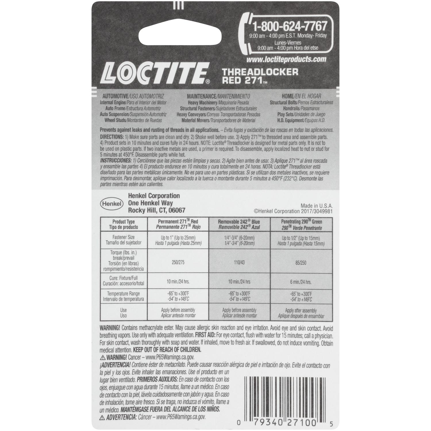 Loctite Threadlocker High Strength Threadlocker Liquid 0.2 oz